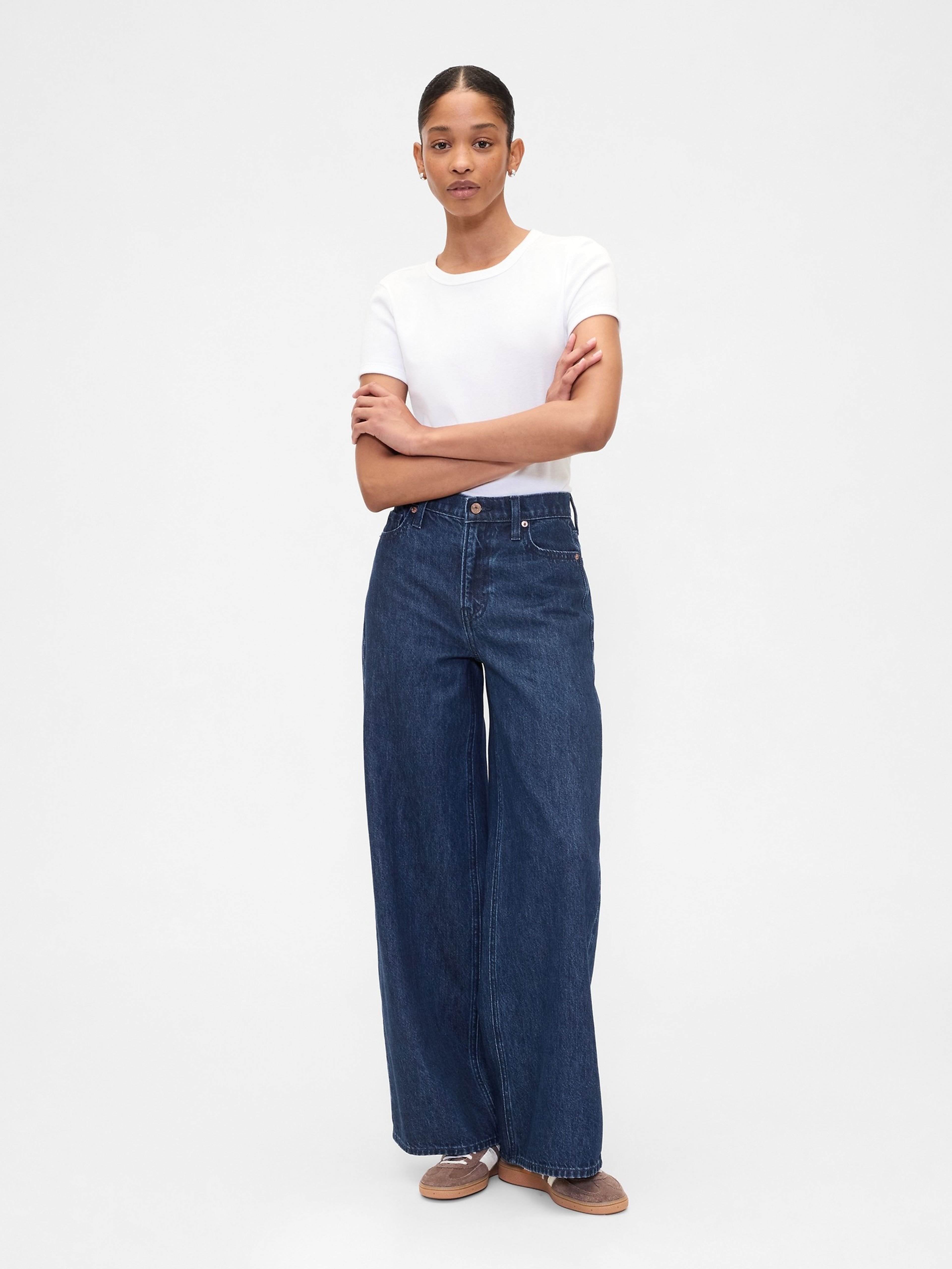Damen-Mid-Rise-Baggy-Jeans