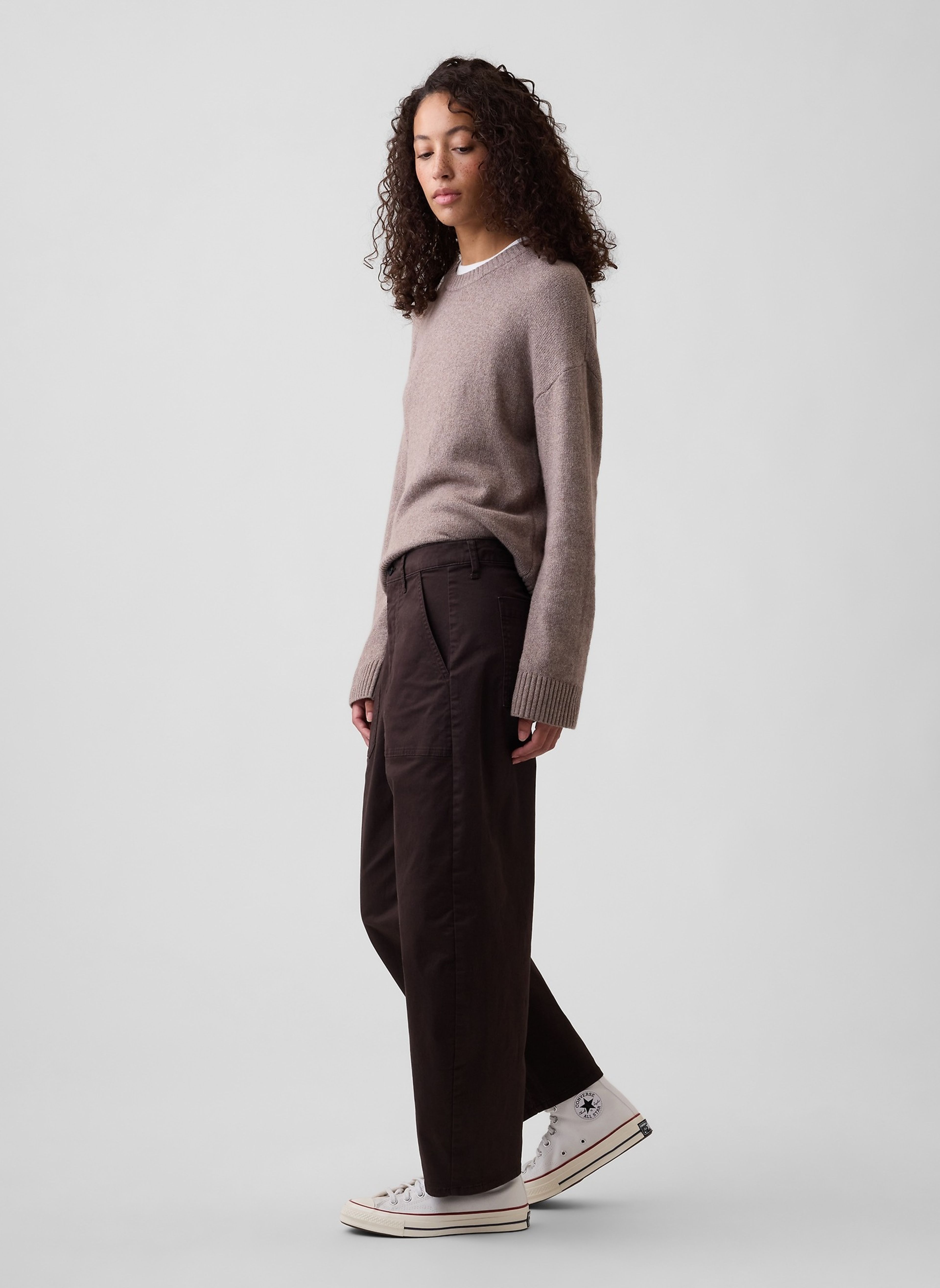 Mid Rise barrel khakibroek - 003