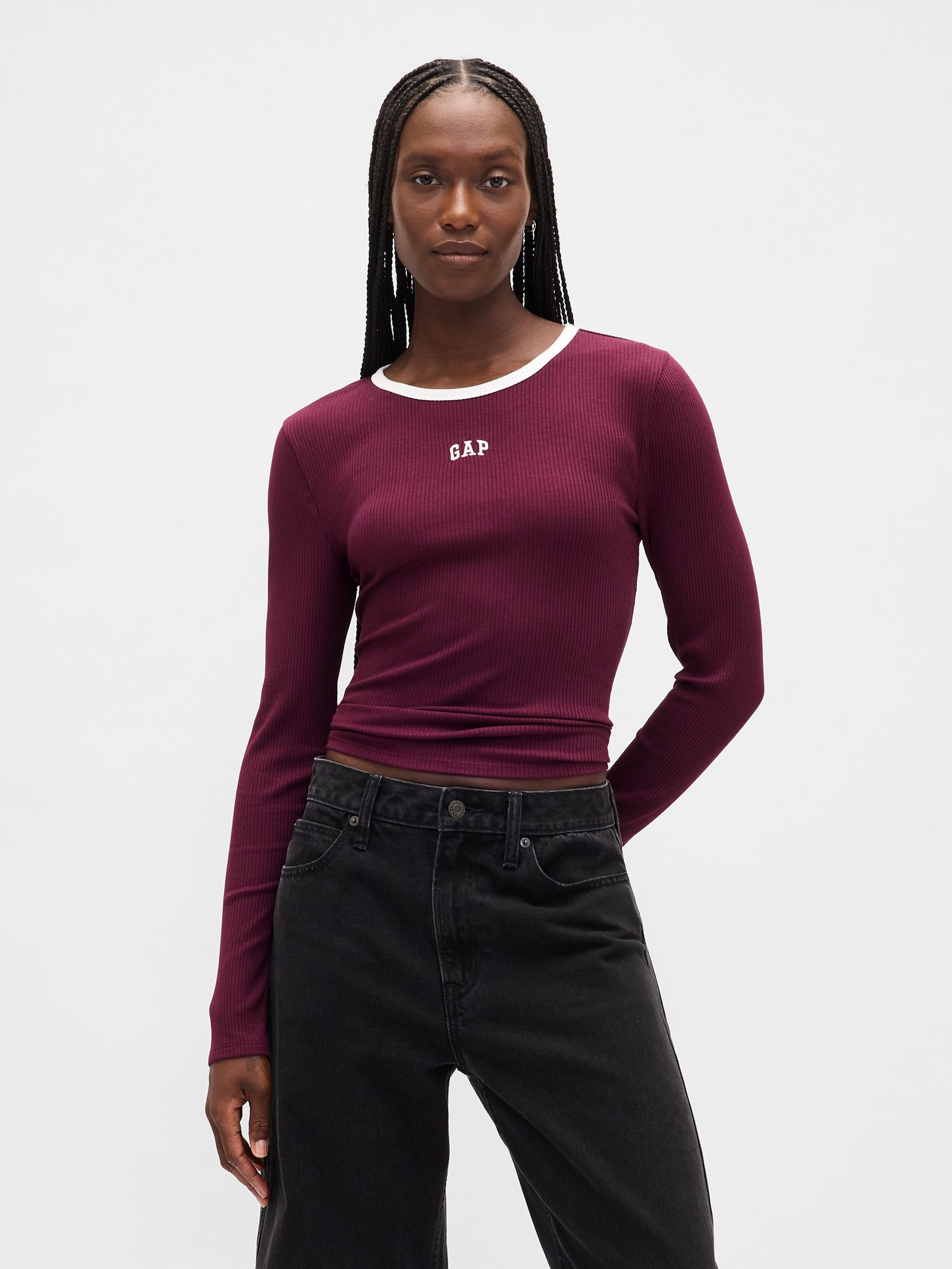 Damen-Ripp-T-Shirt mit Logo