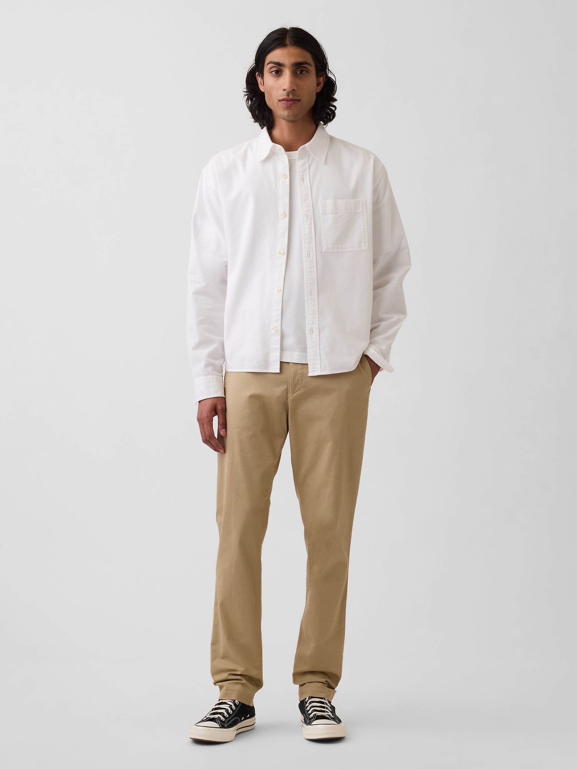 Slim khaki kalhoty - 001