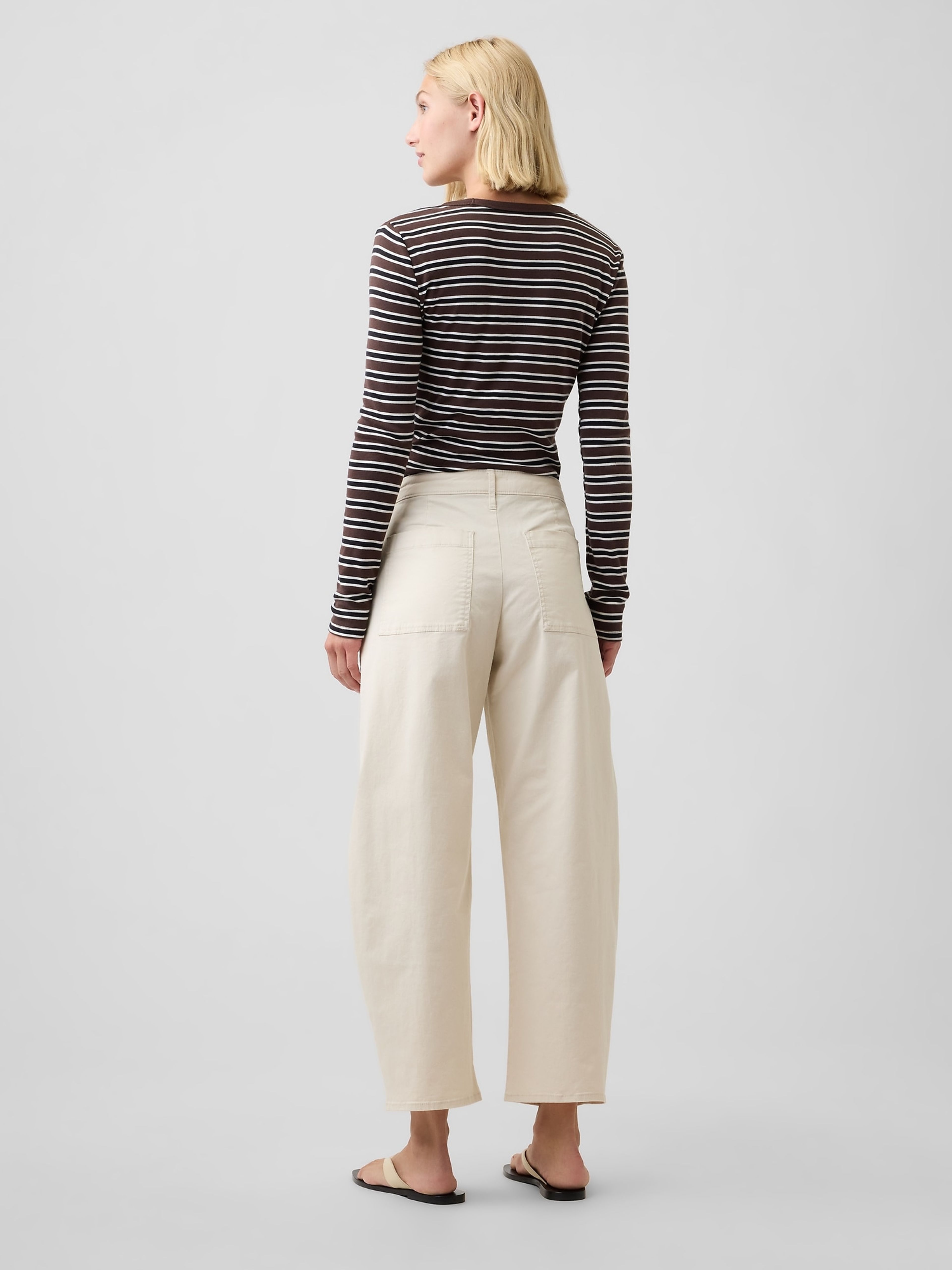 Mid Rise barrel khakibroek - 004