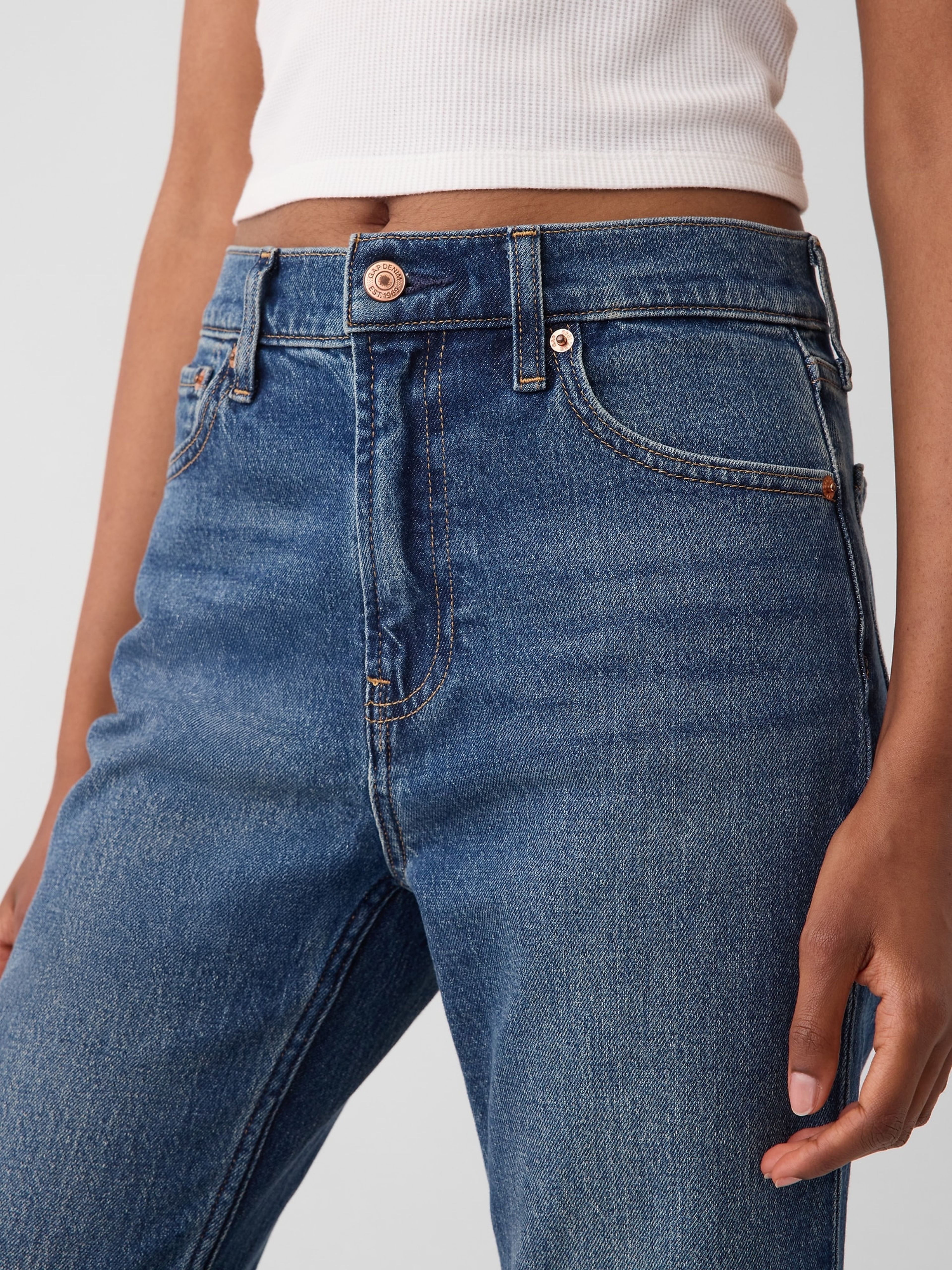 Jeansy 90s Straight Crop - 005