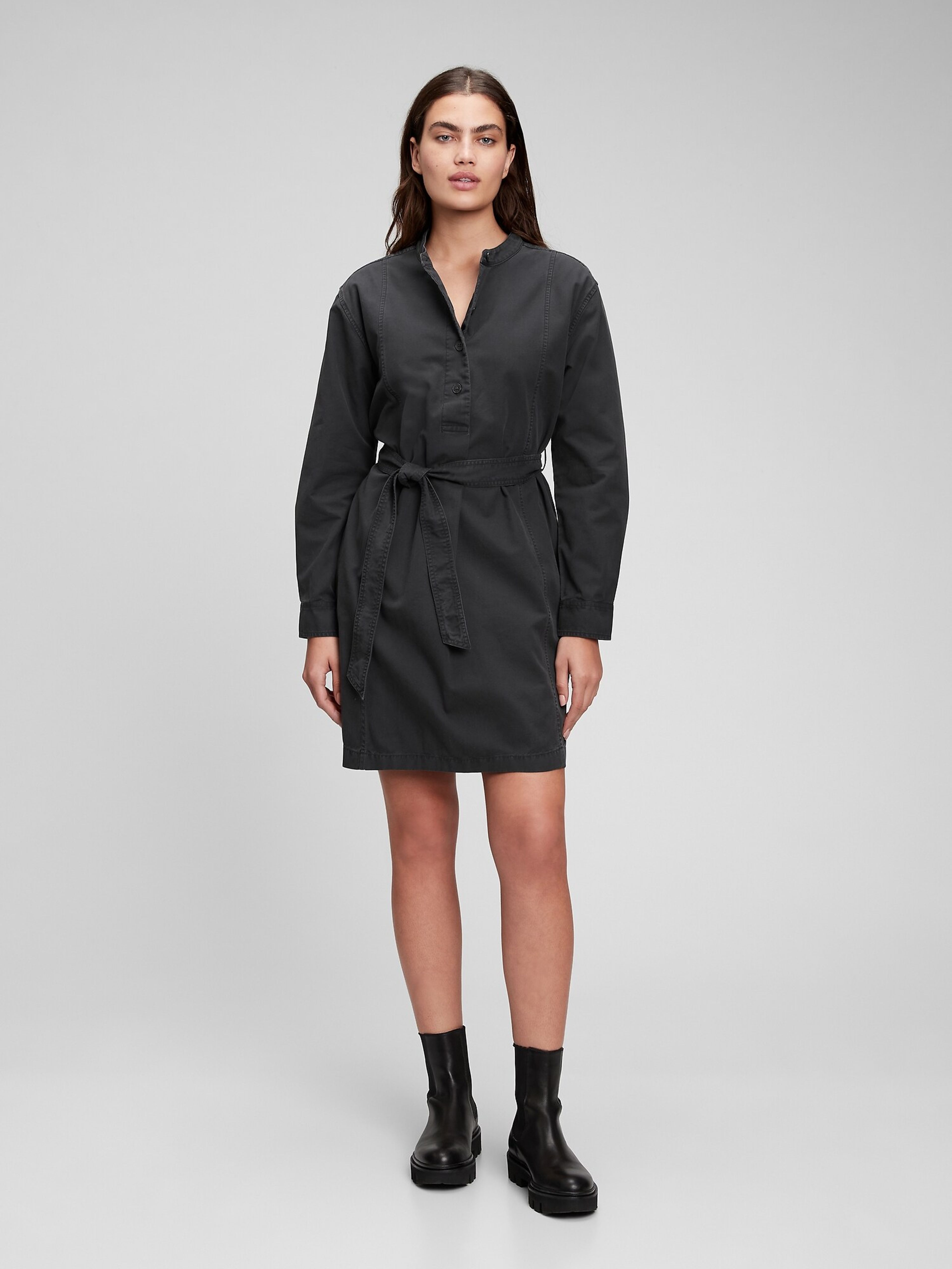 Sukienka koszulowa mini Utility z kieszeniami - 001