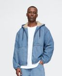 Oversize sherpa denim sweatshirt-Blauw - 001