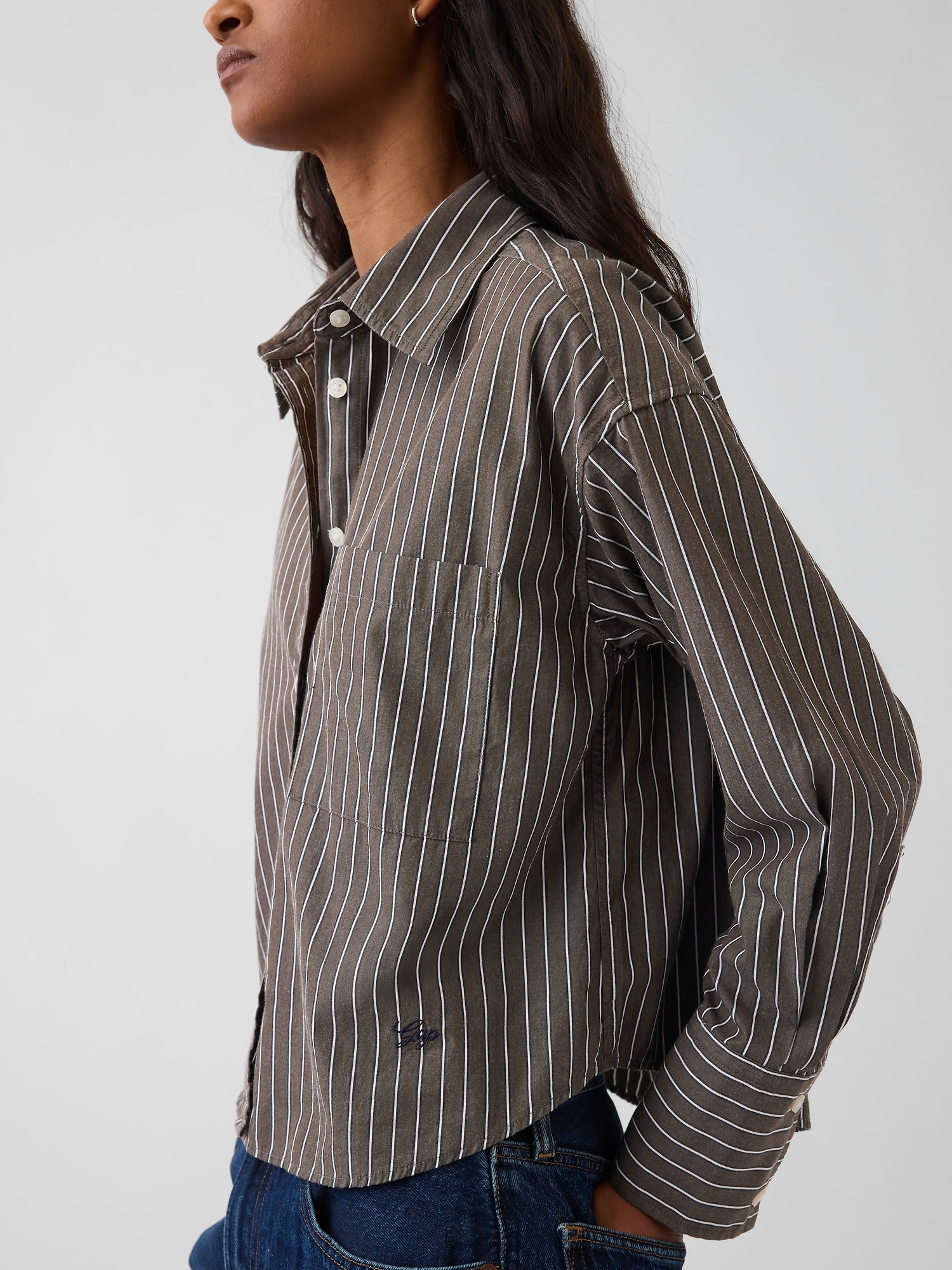 Oversize crop košeľa - 004