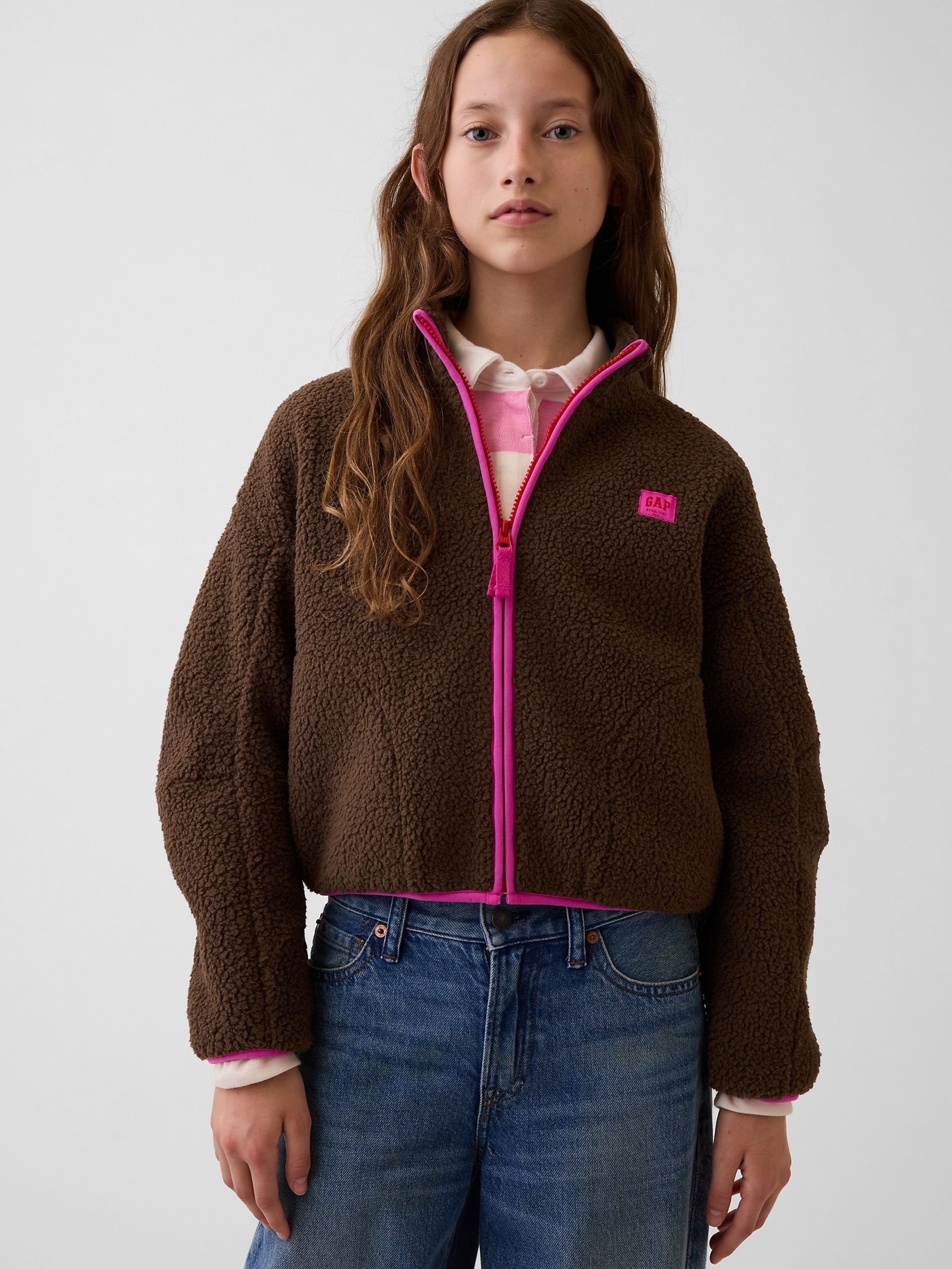 Dziecięca bluza sherpa z logo - 001