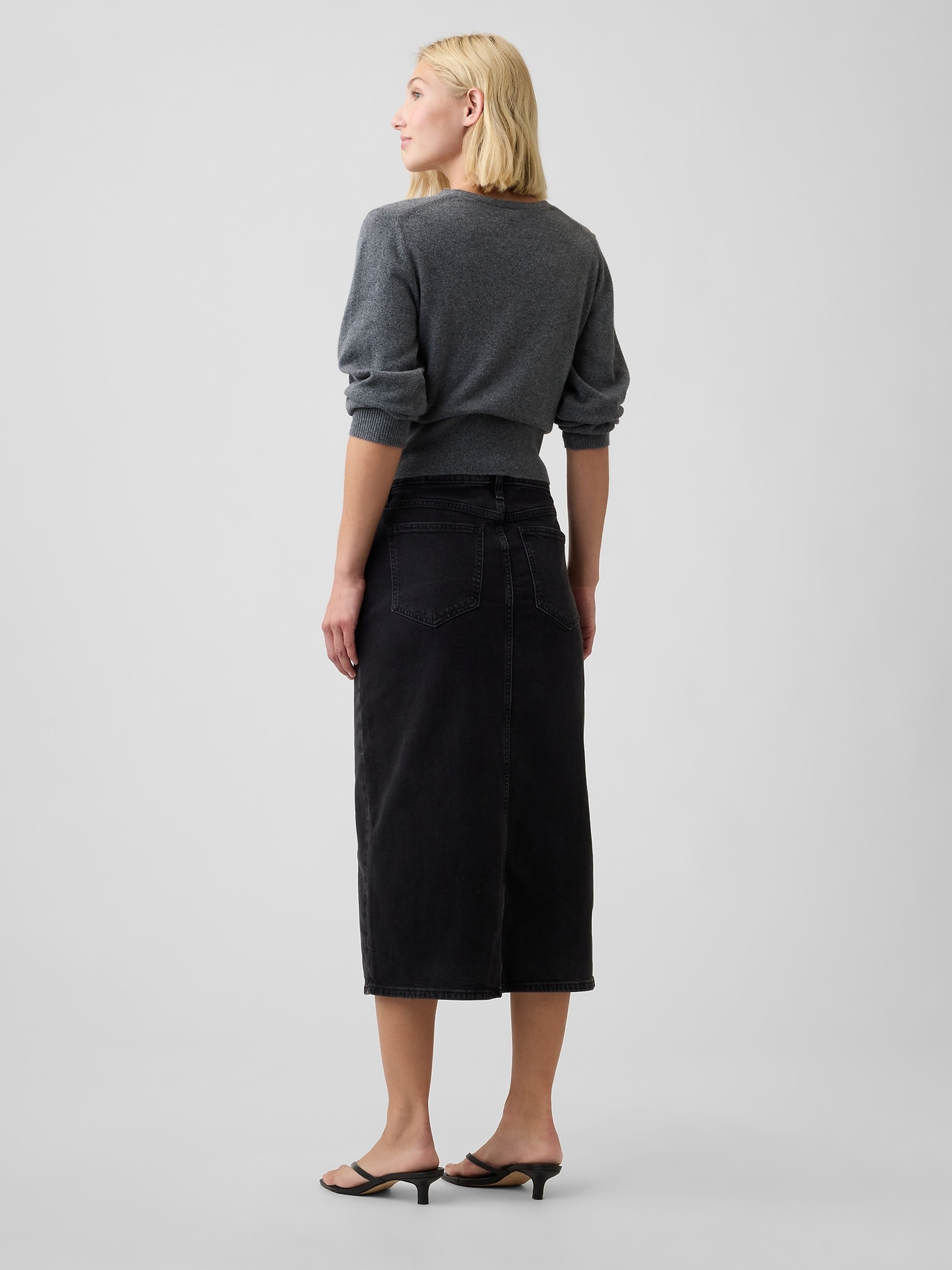 Fustă midi din denim - 002