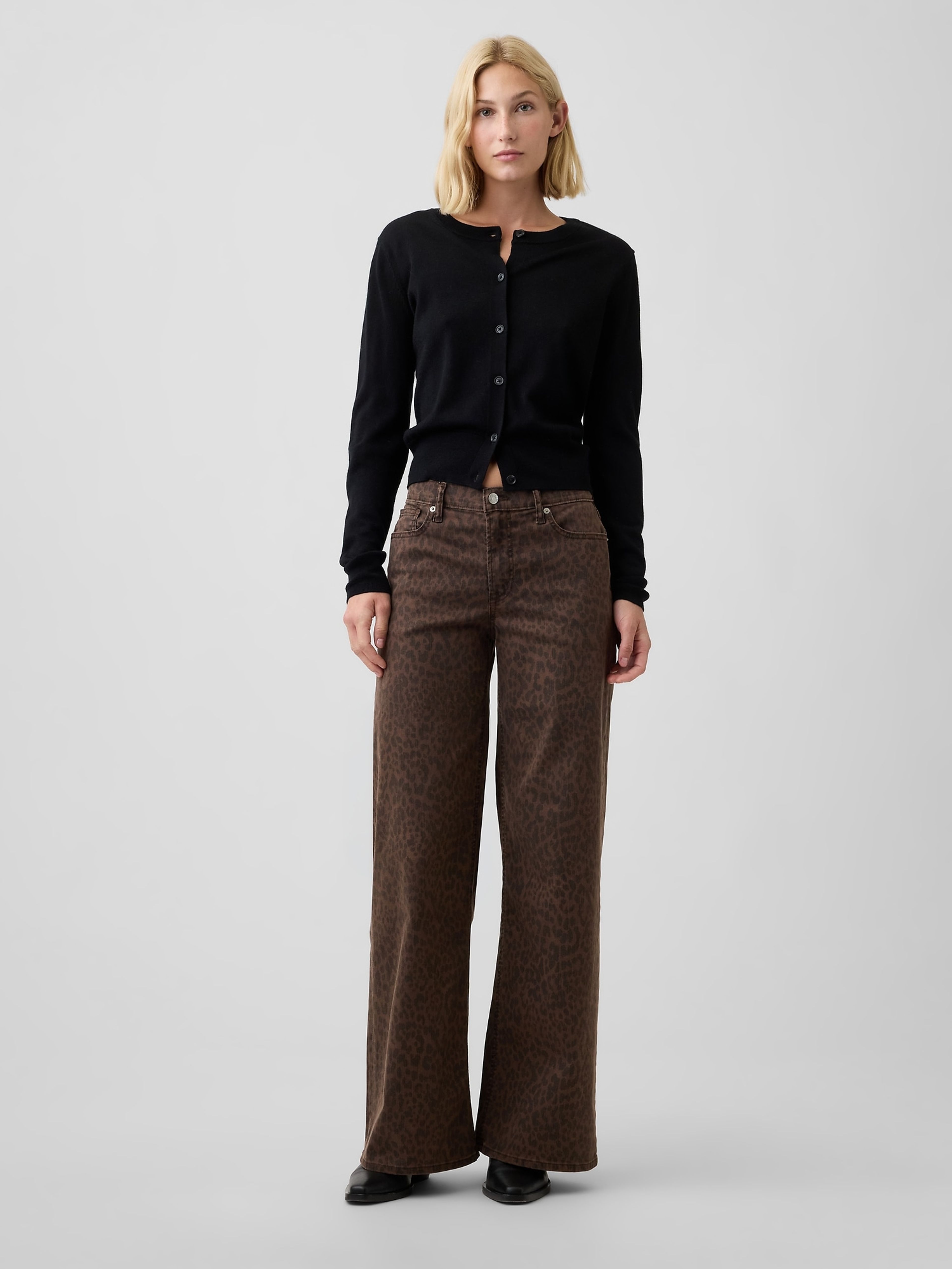 Džínsy Mid Rise Wide-Leg - 001