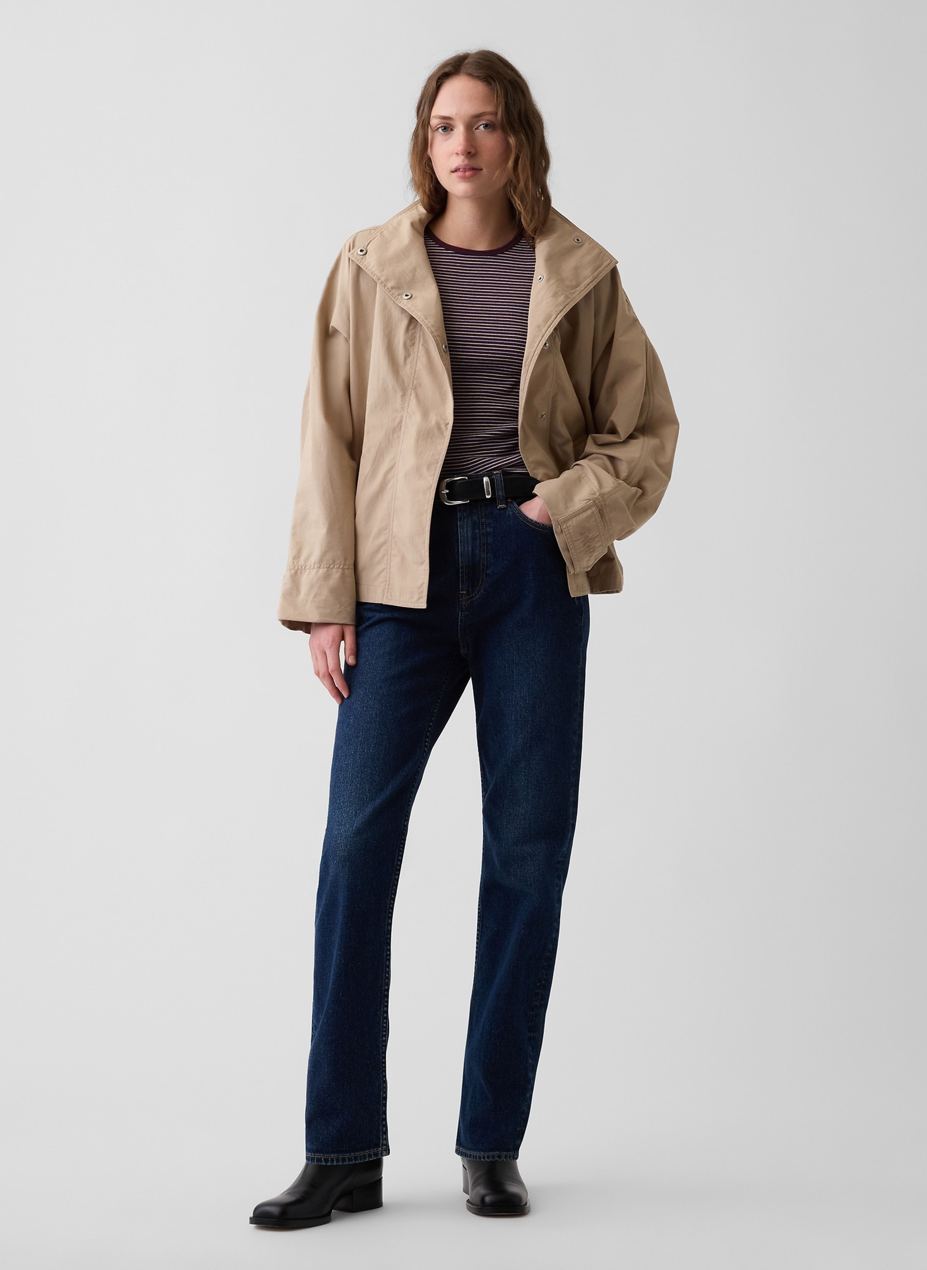 Popelínová oversize bunda - 002