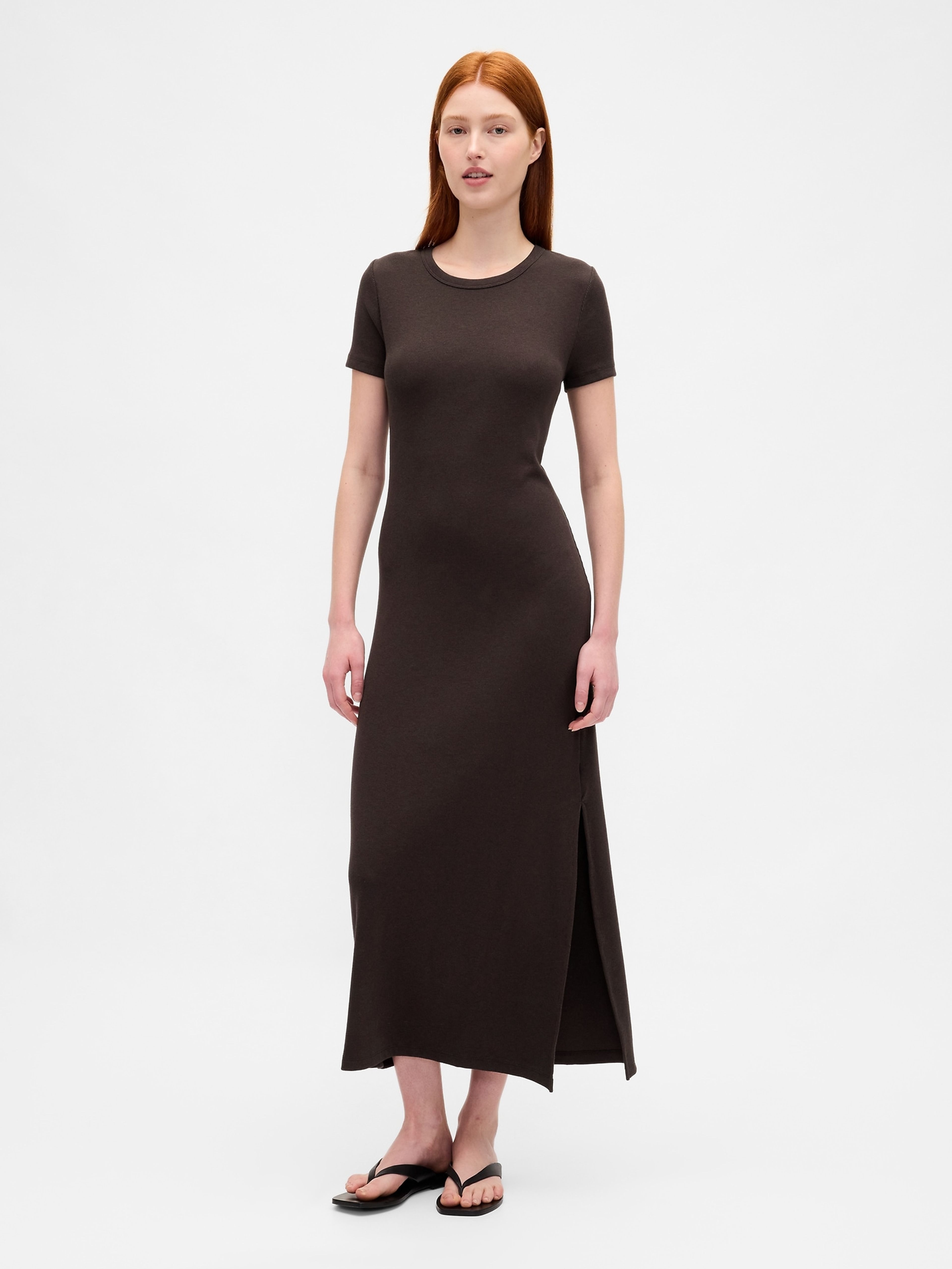 Geripptes Damen-Maxikleid