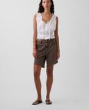 Bermudas vaqueras Mid Rise loose-Marrón - 001