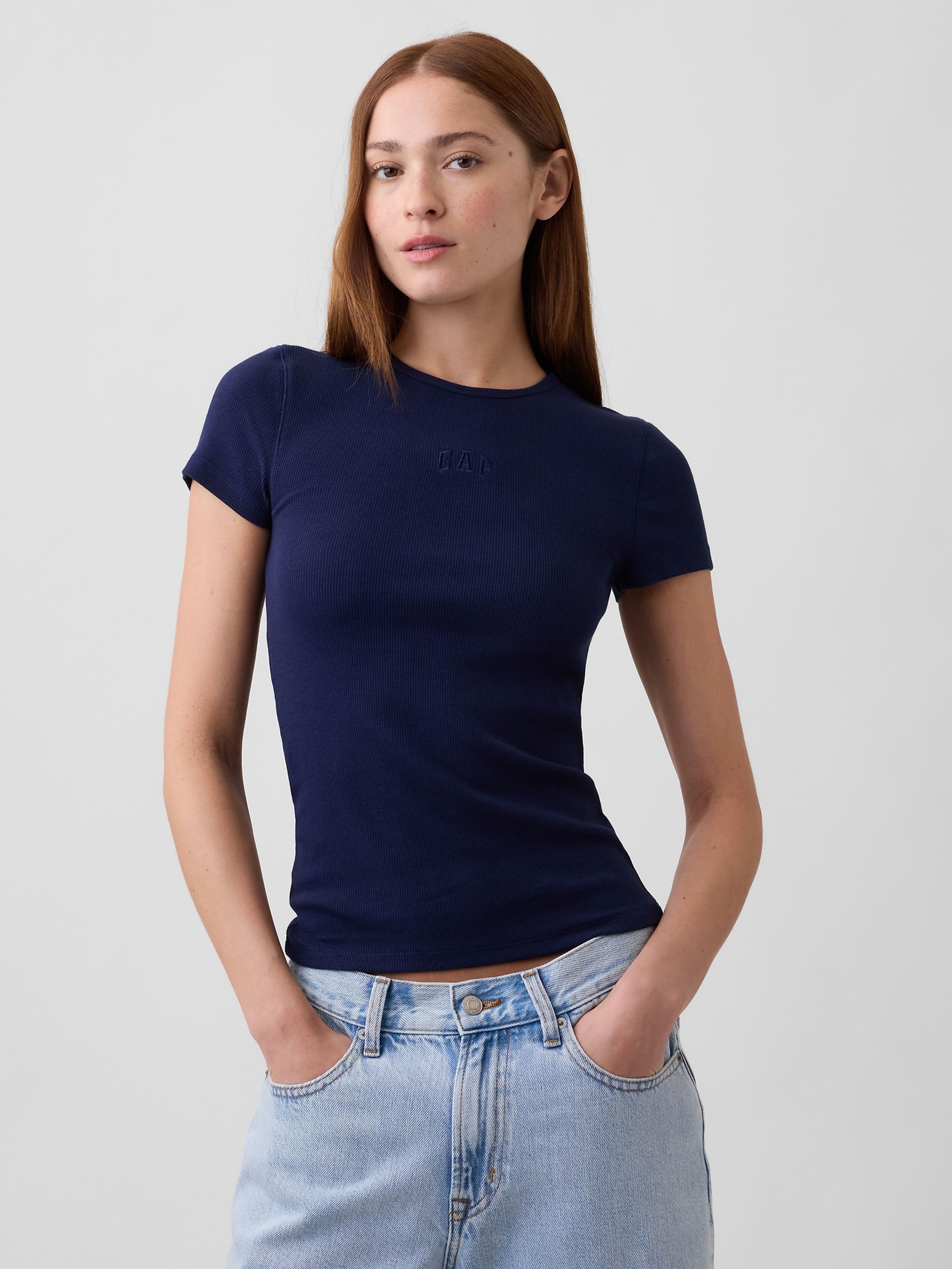 T-shirt a coste con logo - 001