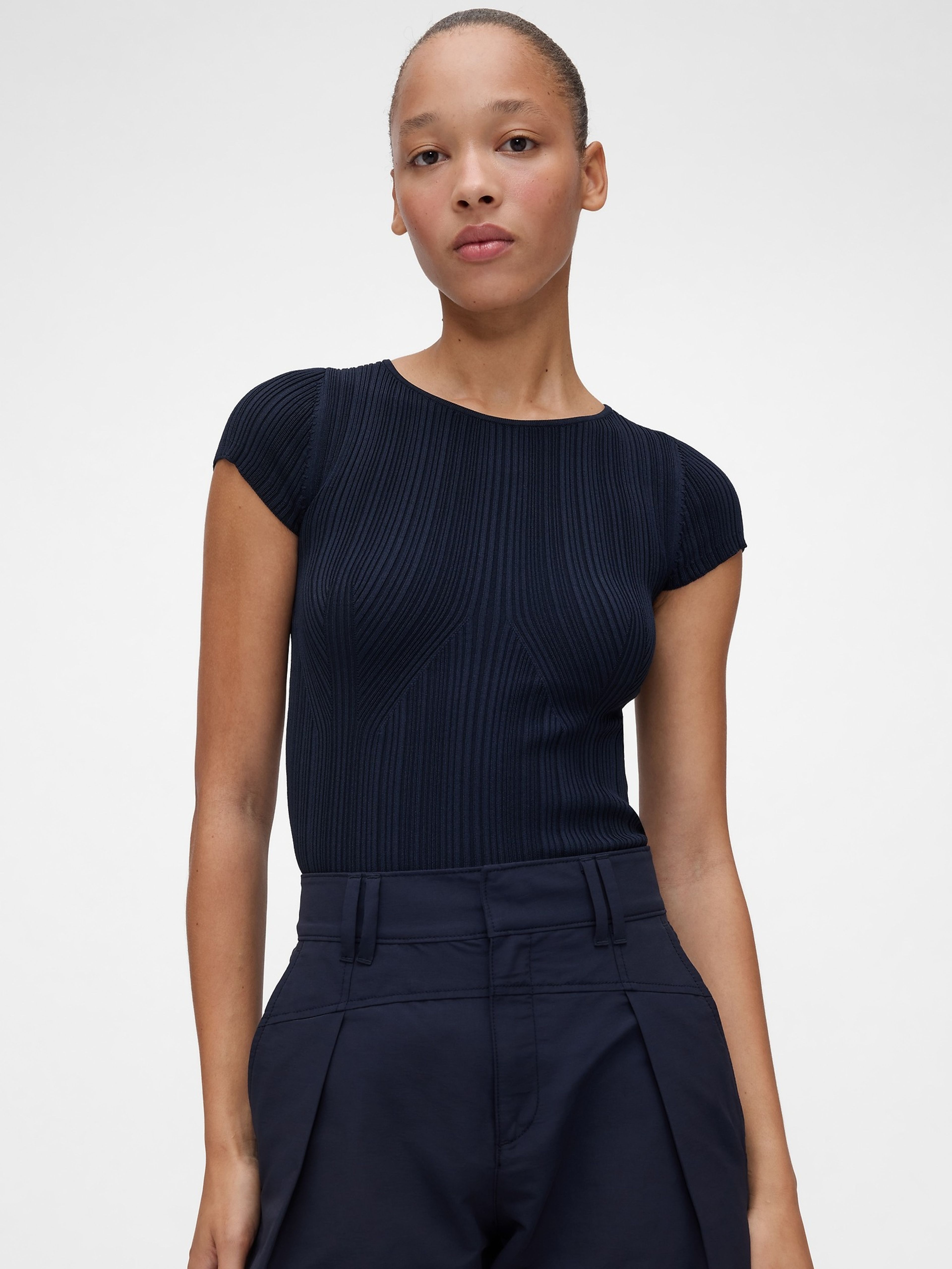 Camiseta crop de punto acanalado GapStudio by Zac Posen