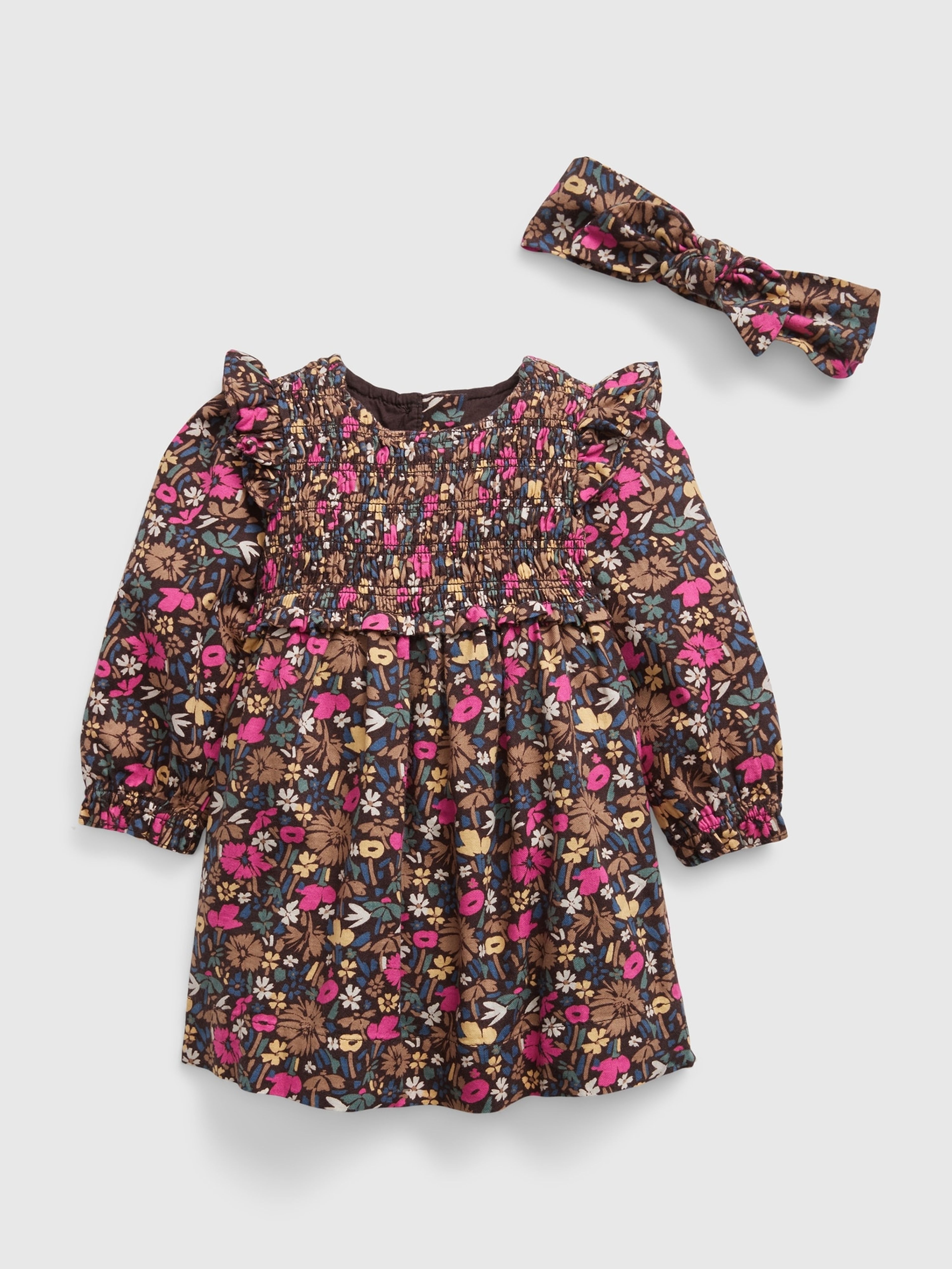 Babykleid floral mit Stirnband