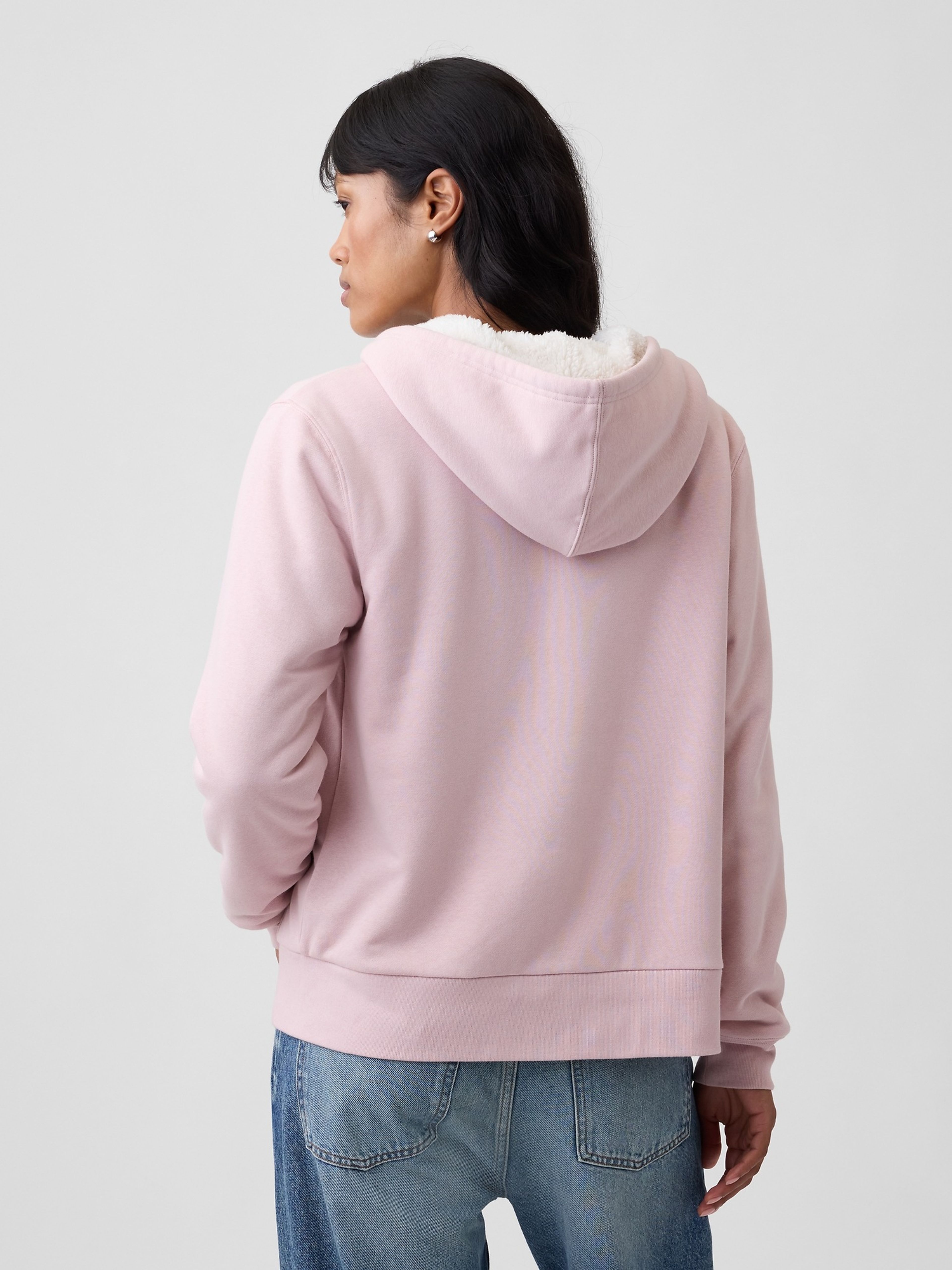 Zateplená sherpa mikina s logem - 002