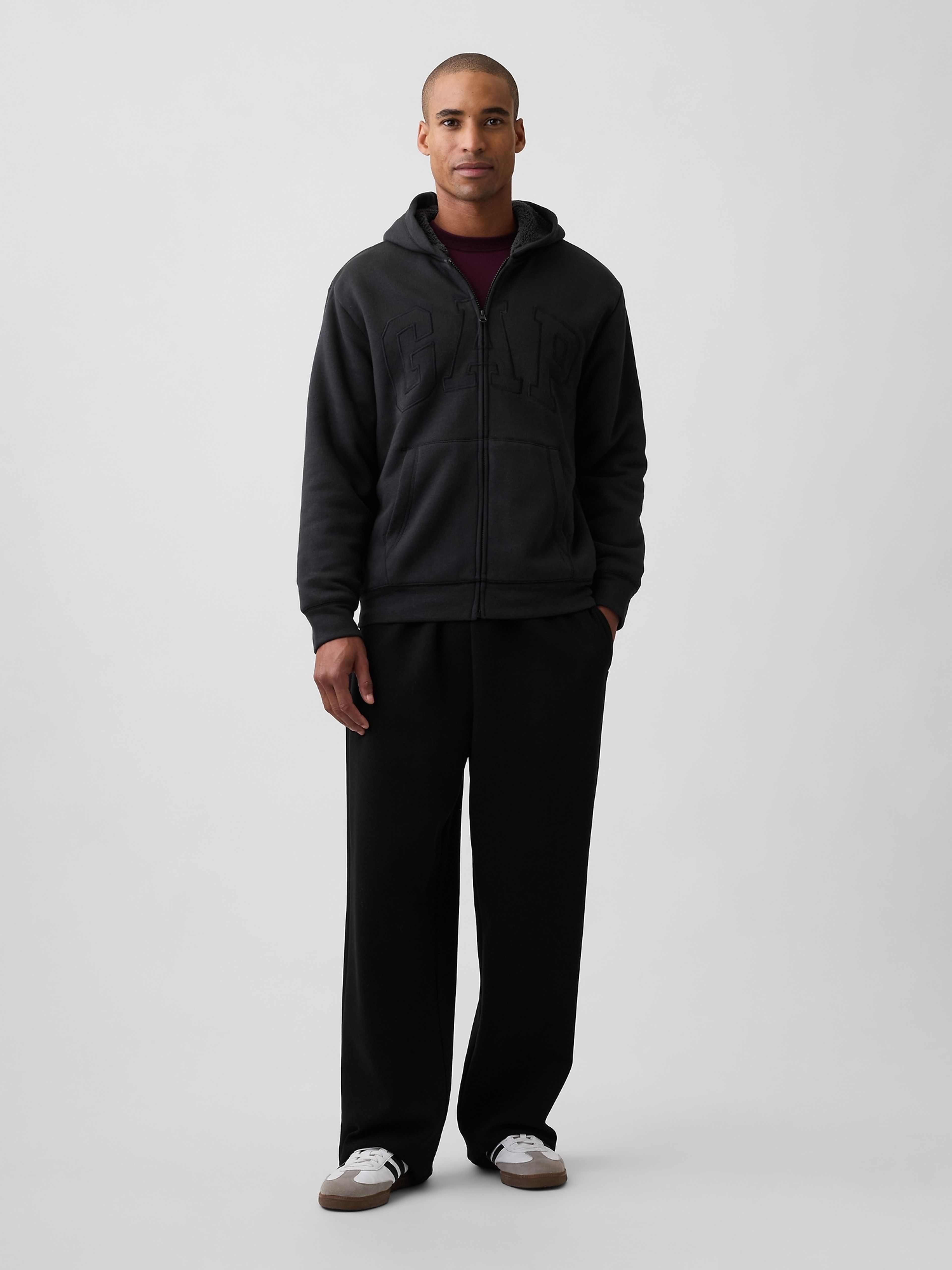 Felpa sherpa imbottita con logo - 003
