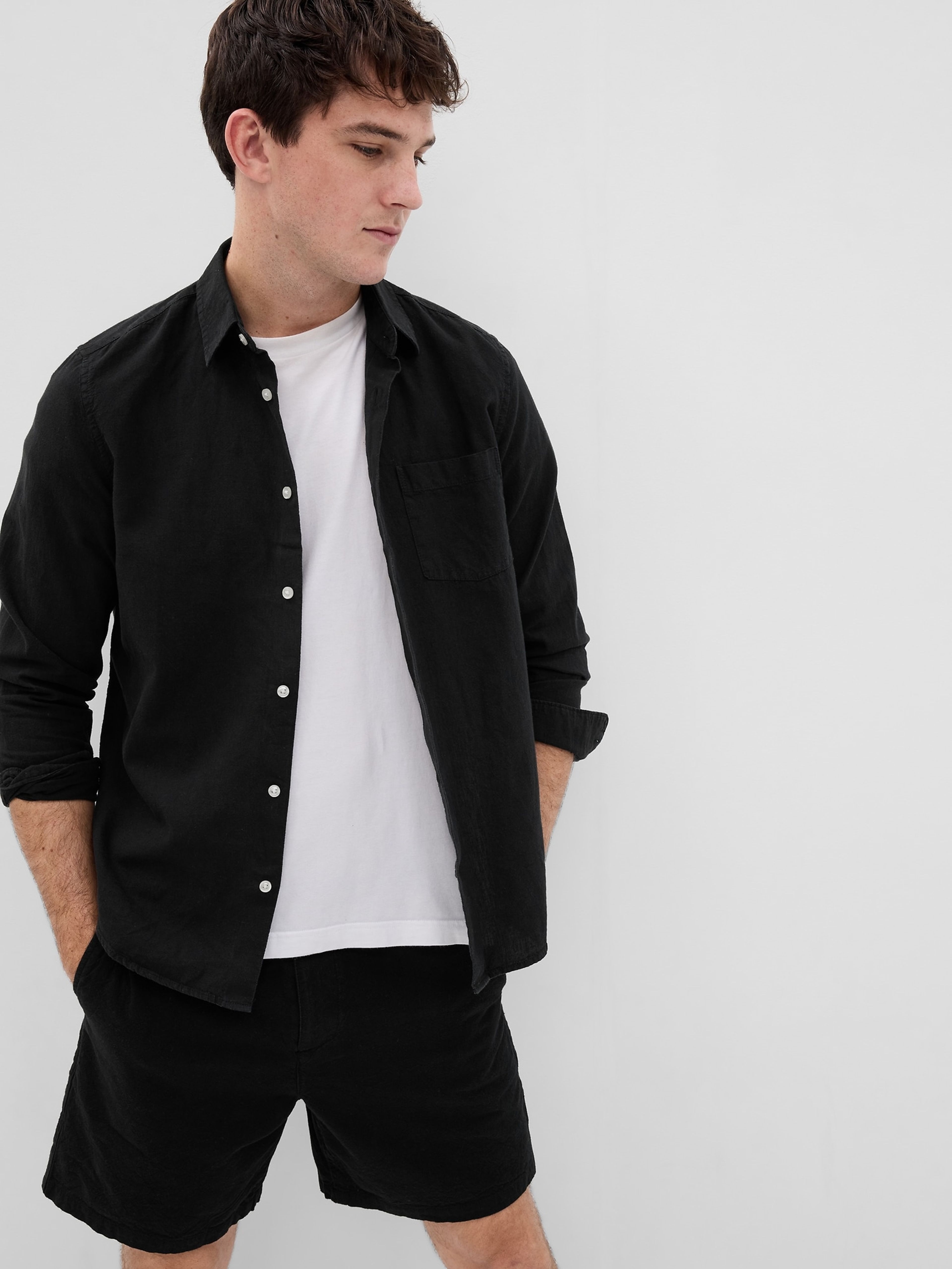 Lněná košile s dlouhým rukávem