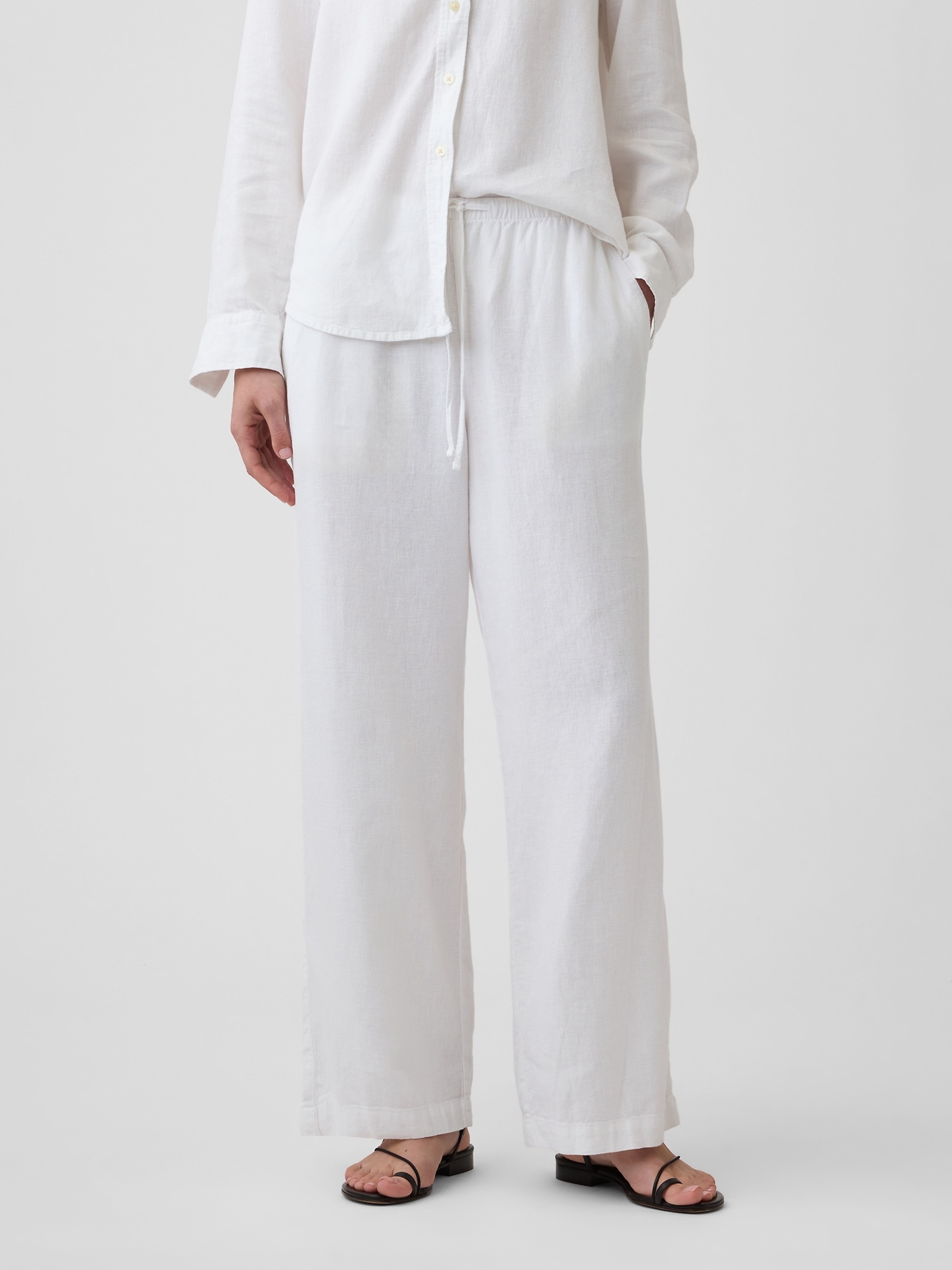 Wide-Leg nadrág lenkeverékből - 002