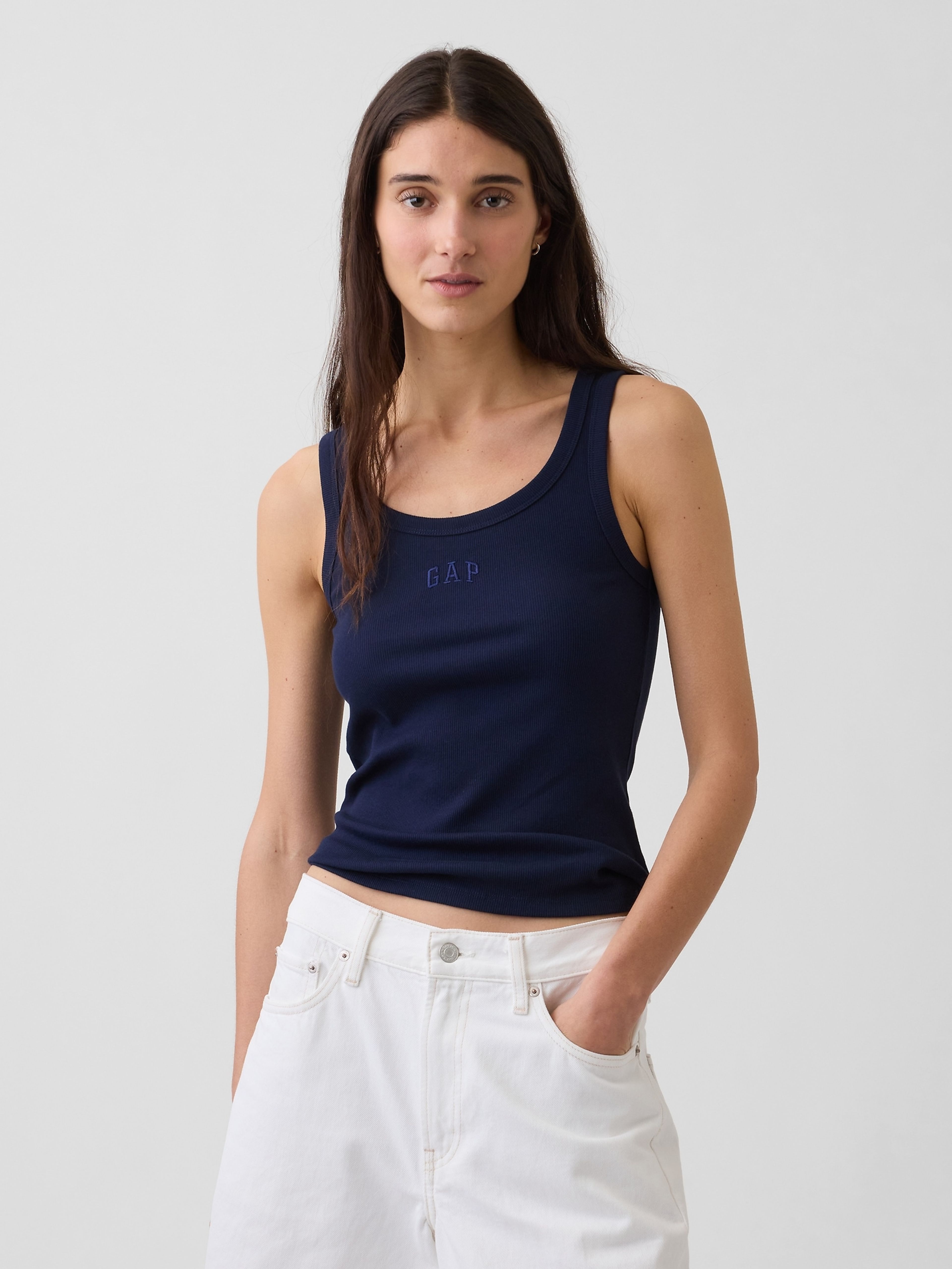 Camiseta de tirantes acanalada con logo