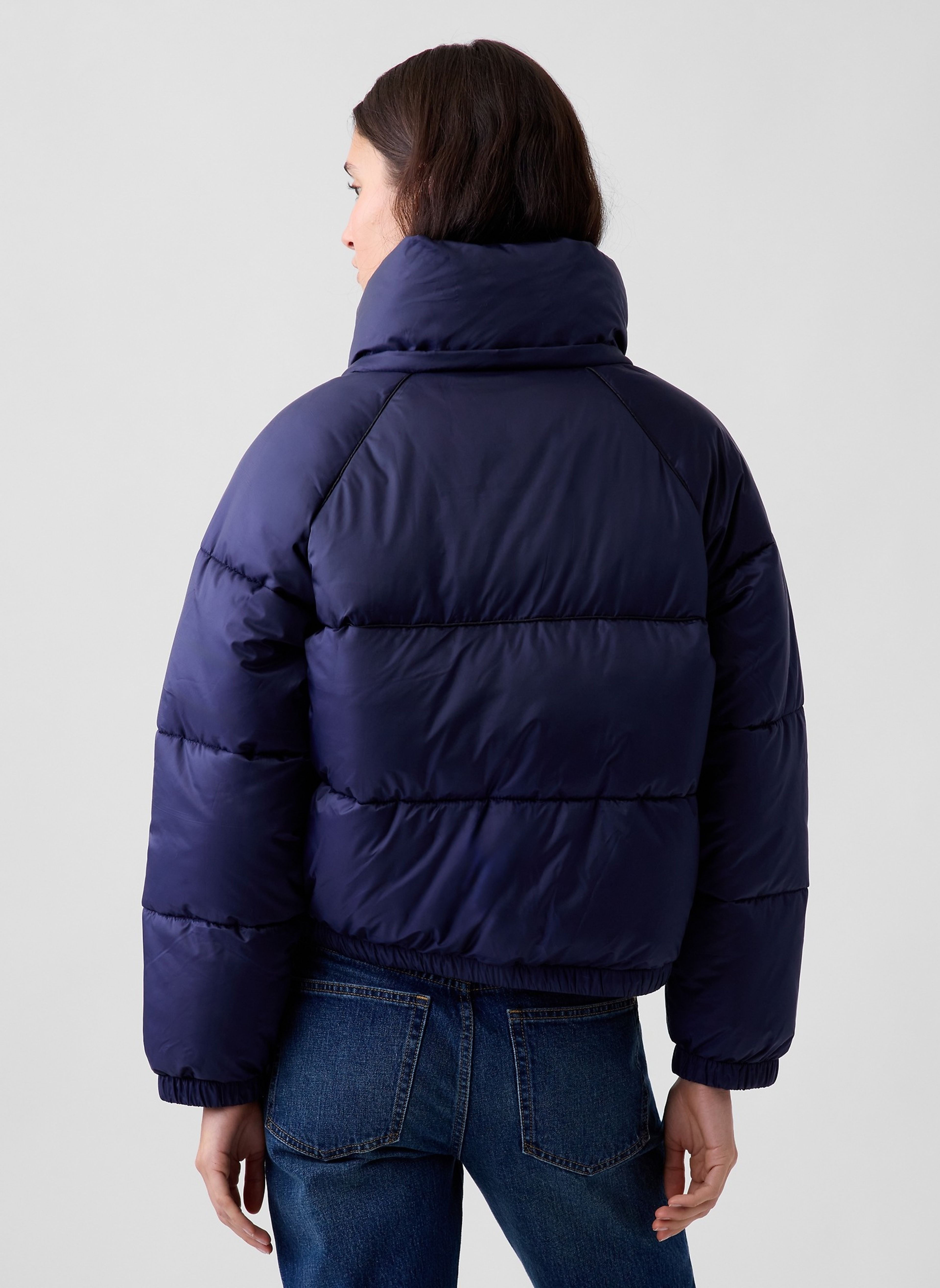 Oversize crop prešívaná bunda s logom - 003