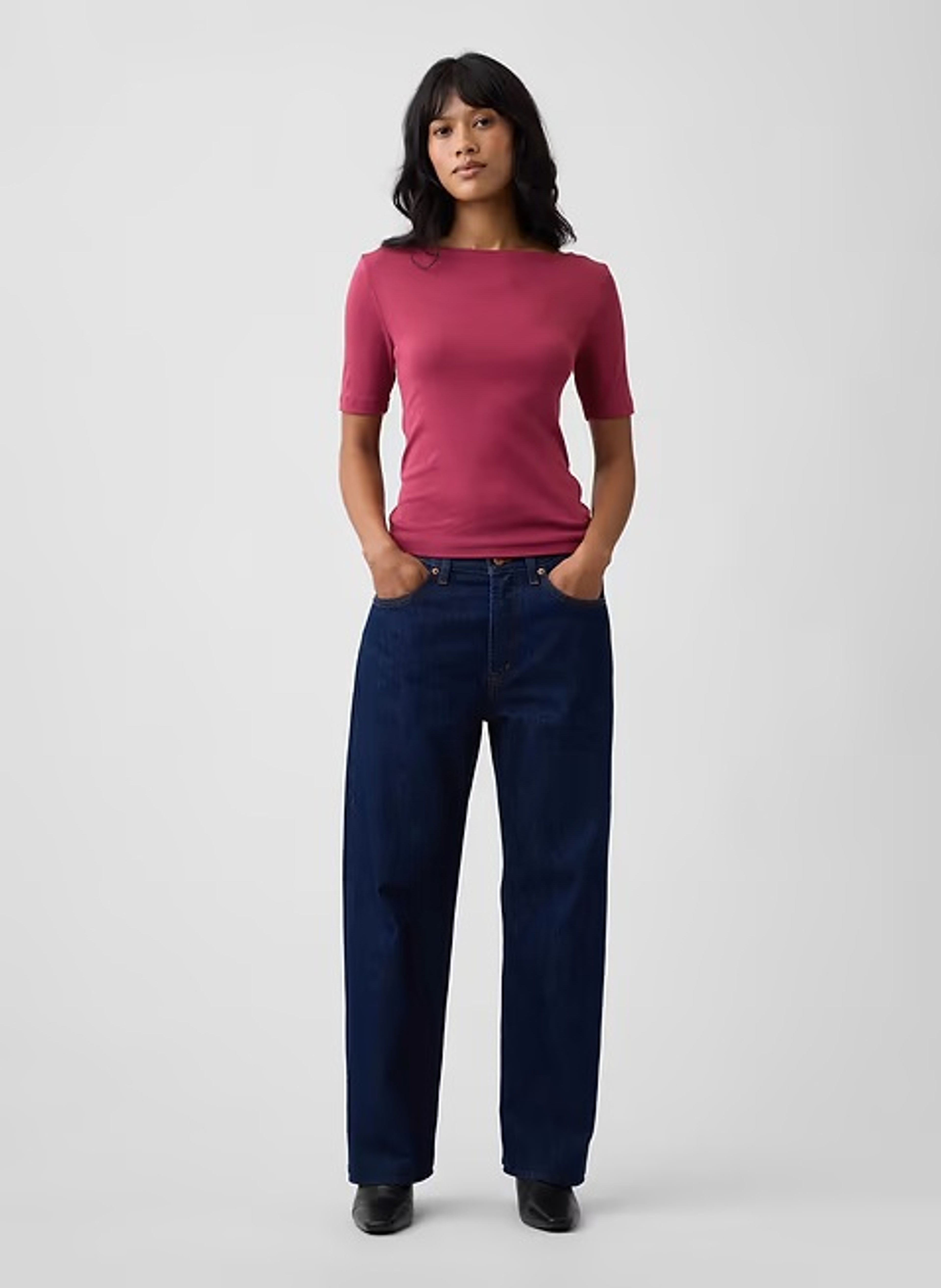 Camiseta de canalé con escote barco - 003