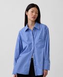 Cămașă din poplin oversize Big Shirt cu logo-Bleumarin - 004