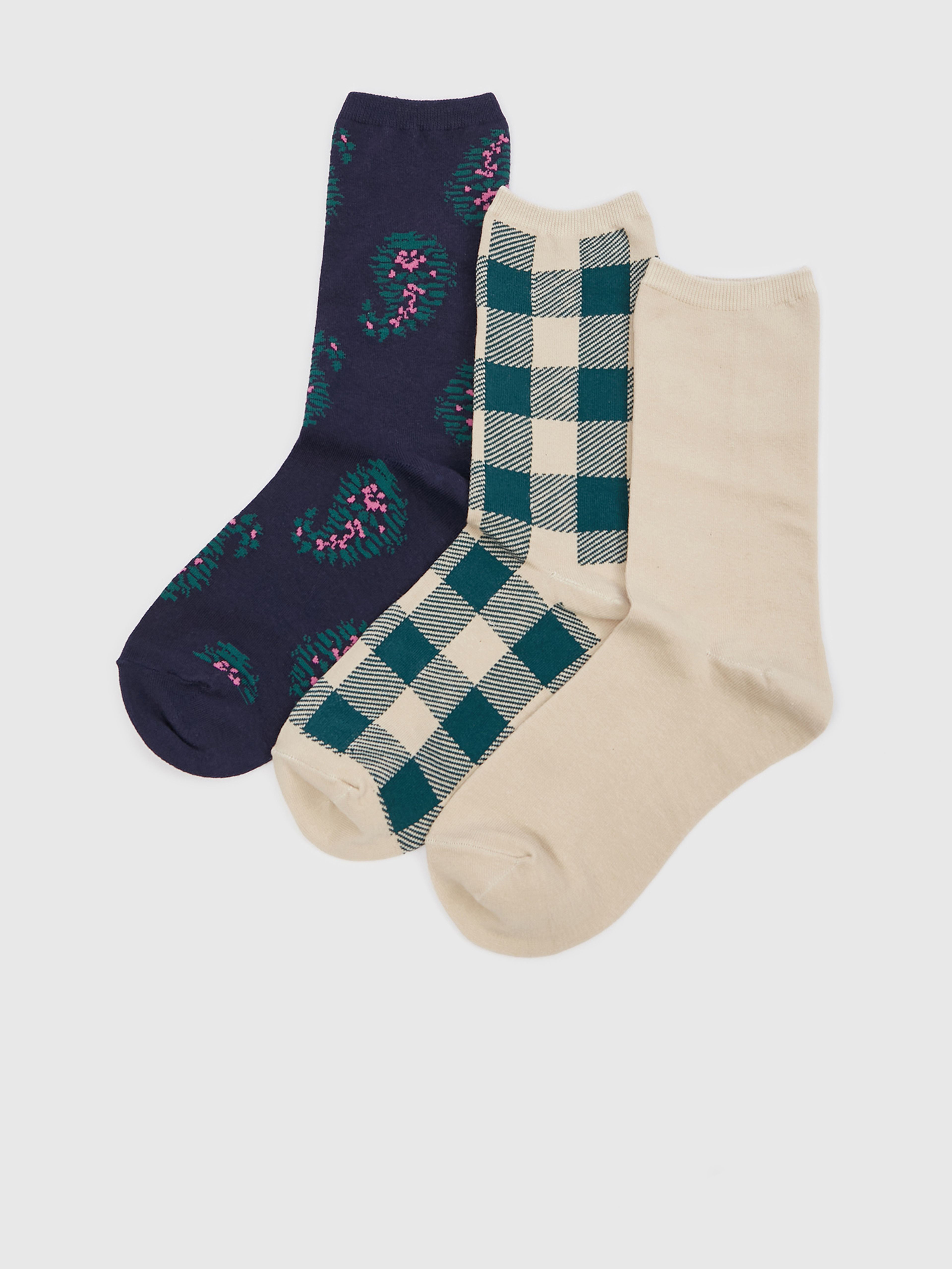 Hohe gemusterte Socken, 3 Paar