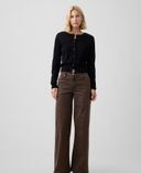 Džínsy Mid Rise Wide-Leg-Hnedá - 001