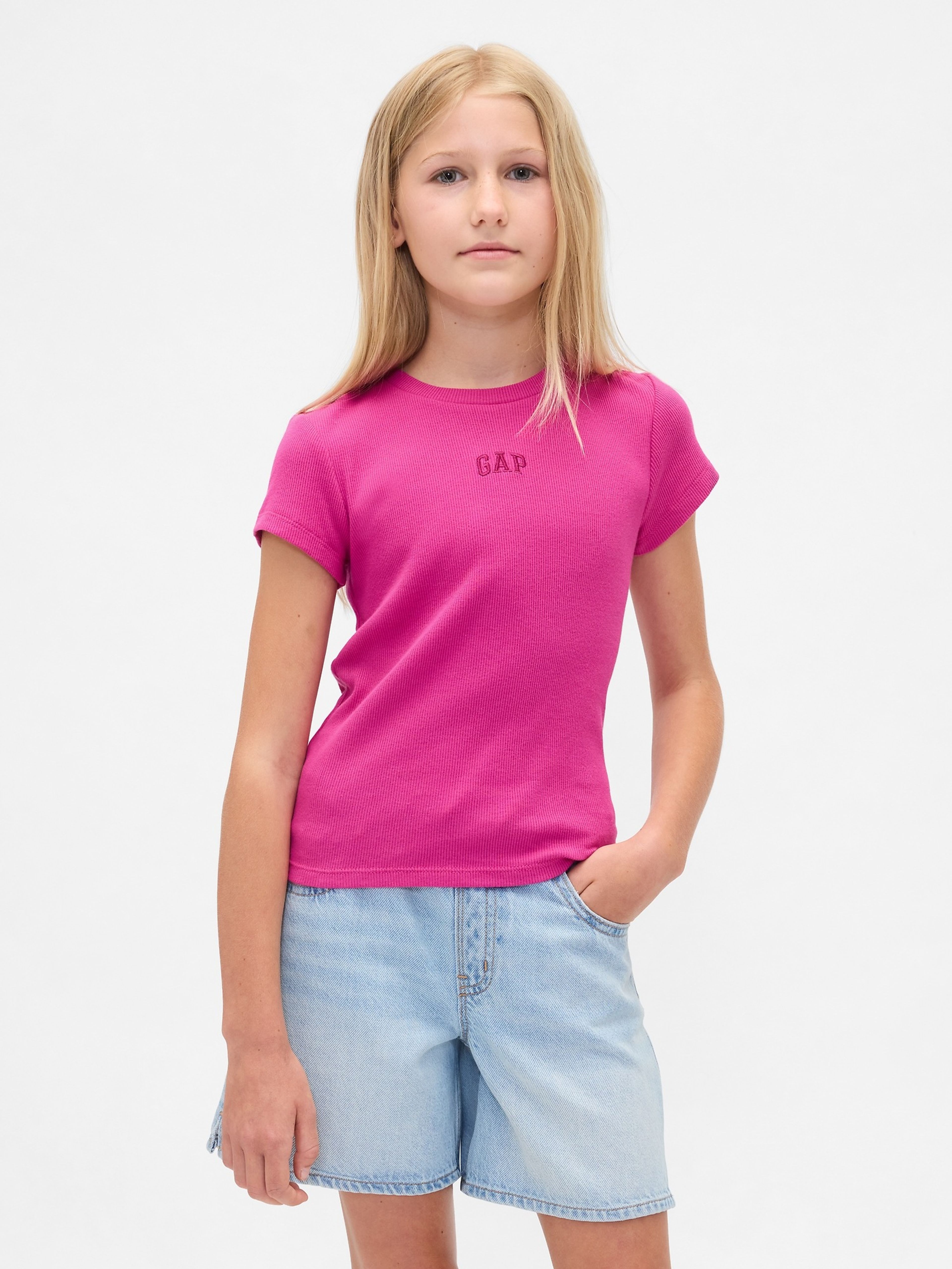 Mädchen-Ripp-T-Shirt mit Logo