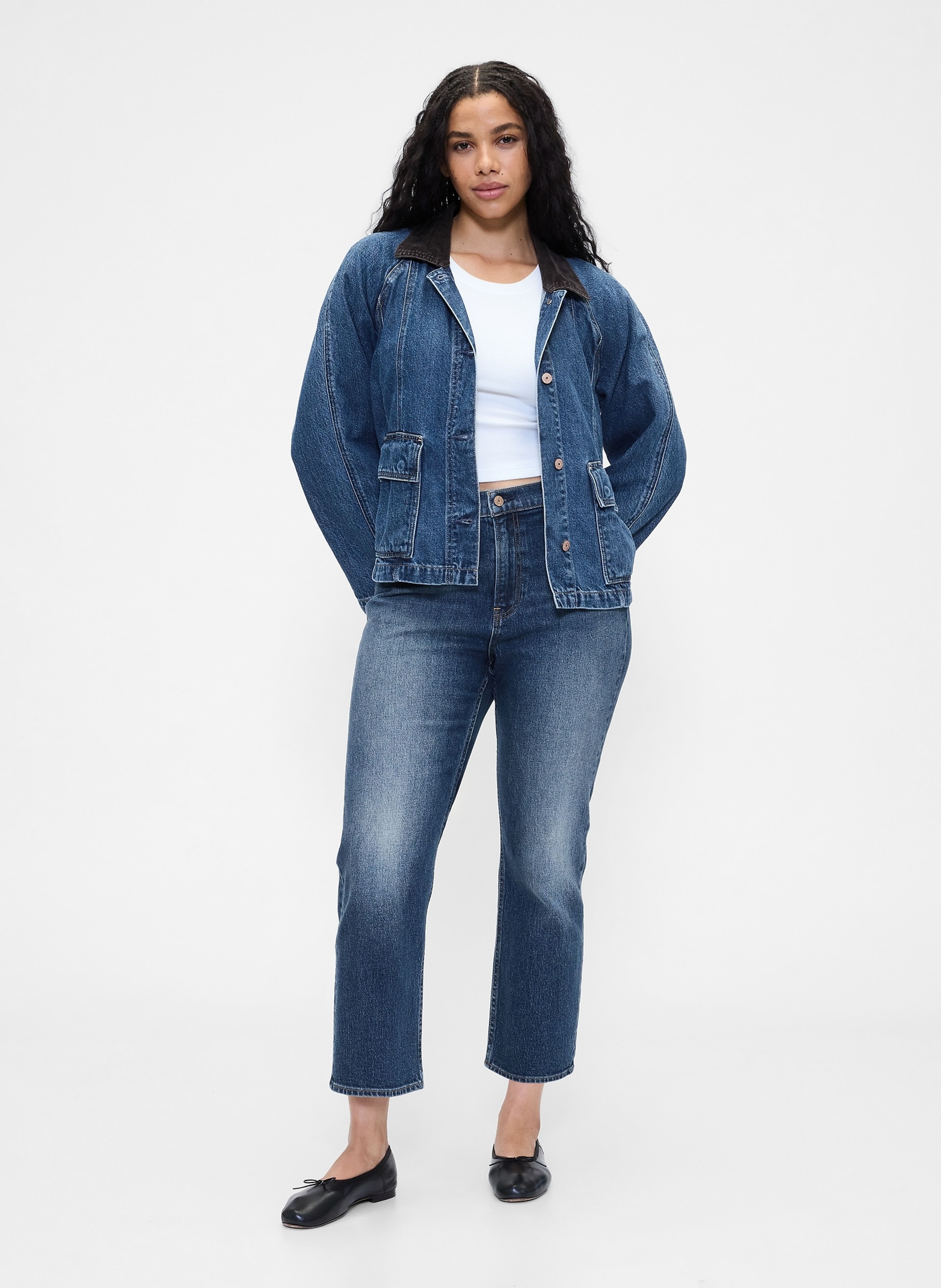 Jeansy 90s Straight Crop - 006