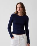 Ripp-T-Shirt mit Logo-Dunkelblau - 004