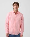 Košile z lněné směsi Standard Fit-Růžová - 004