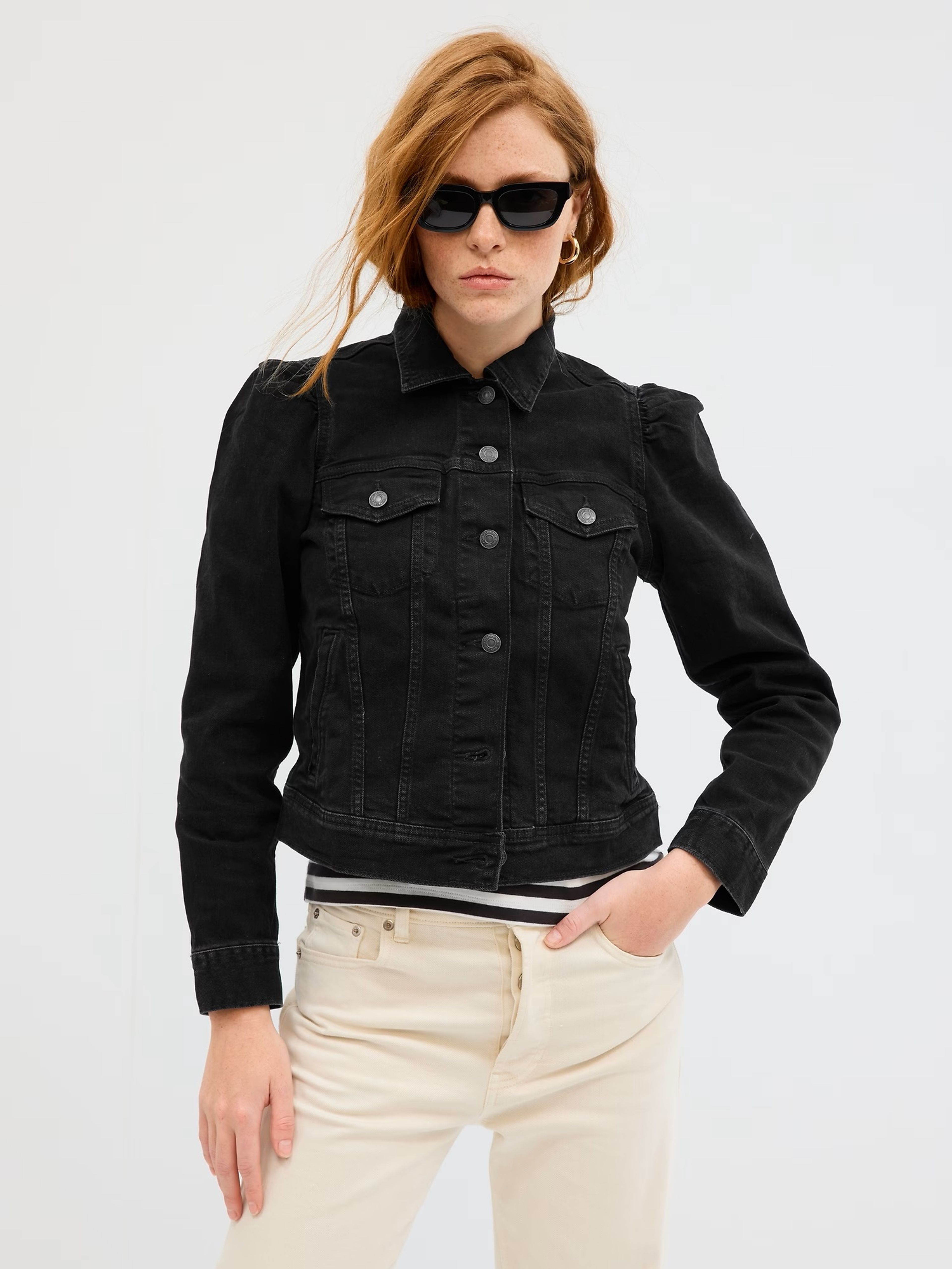 Jeansjacke mit Puffärmeln