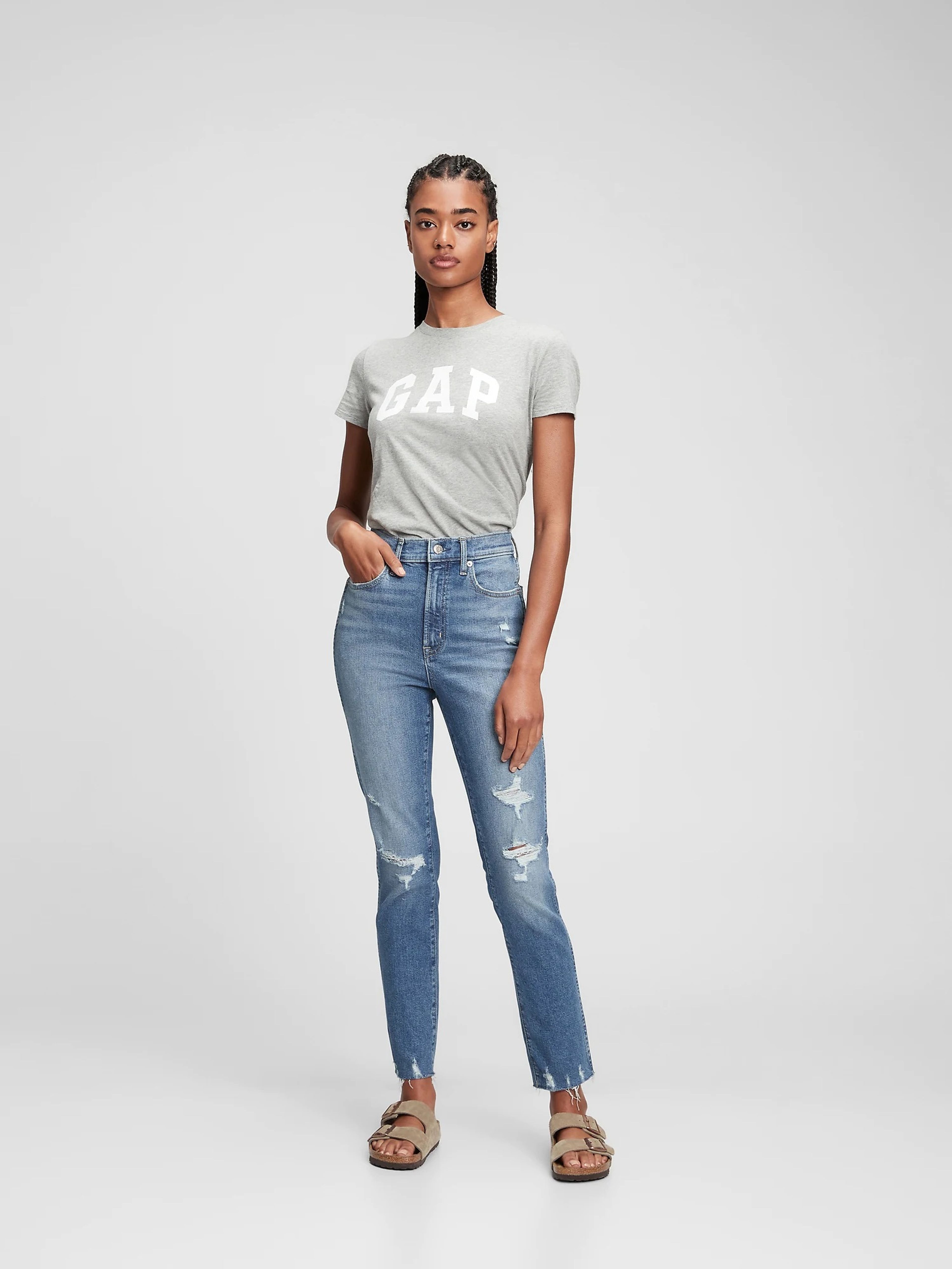 Jeansy slim High Rise Destructed Vintage