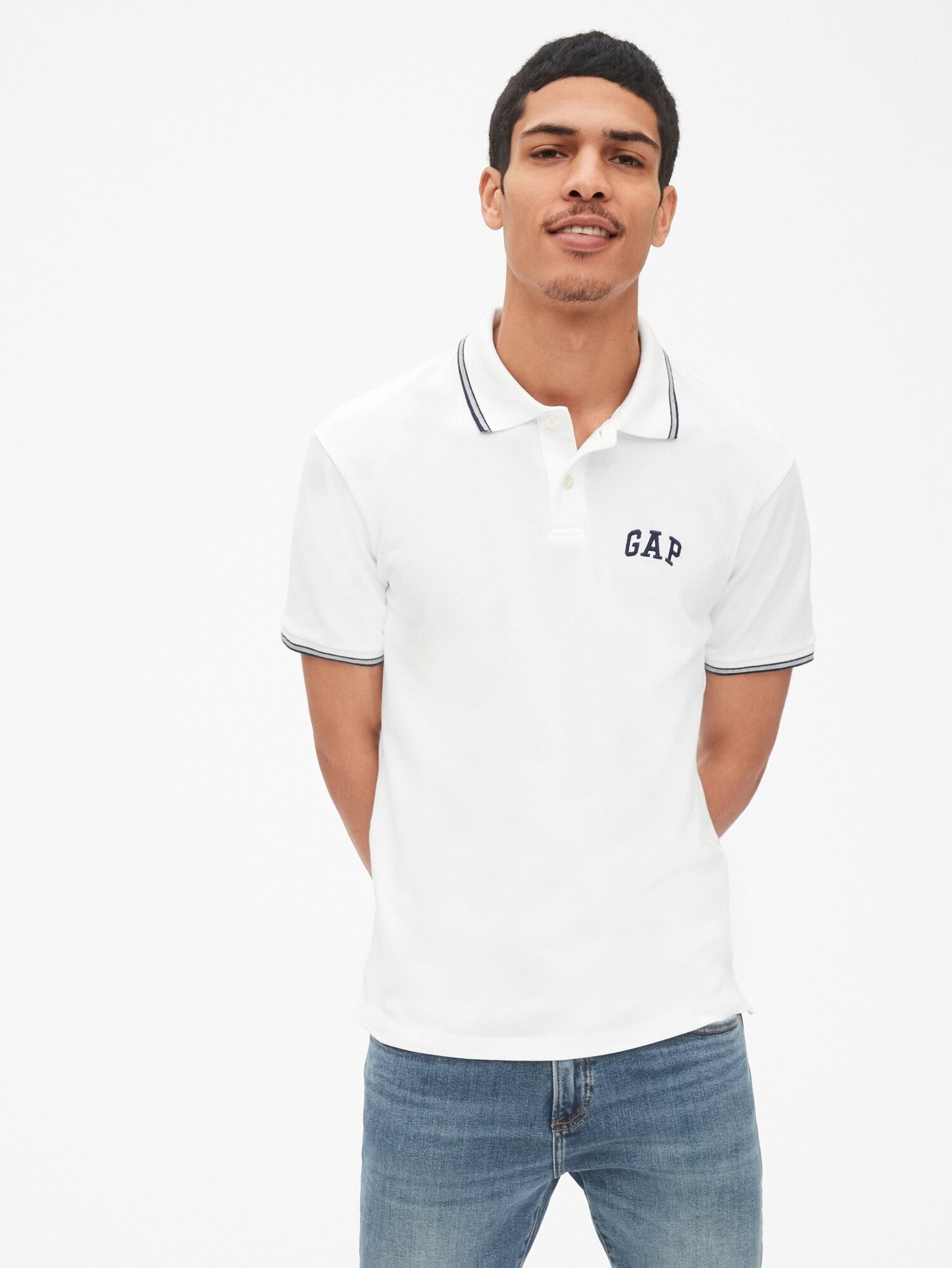 T-shirt polo logo GAP pique stretch