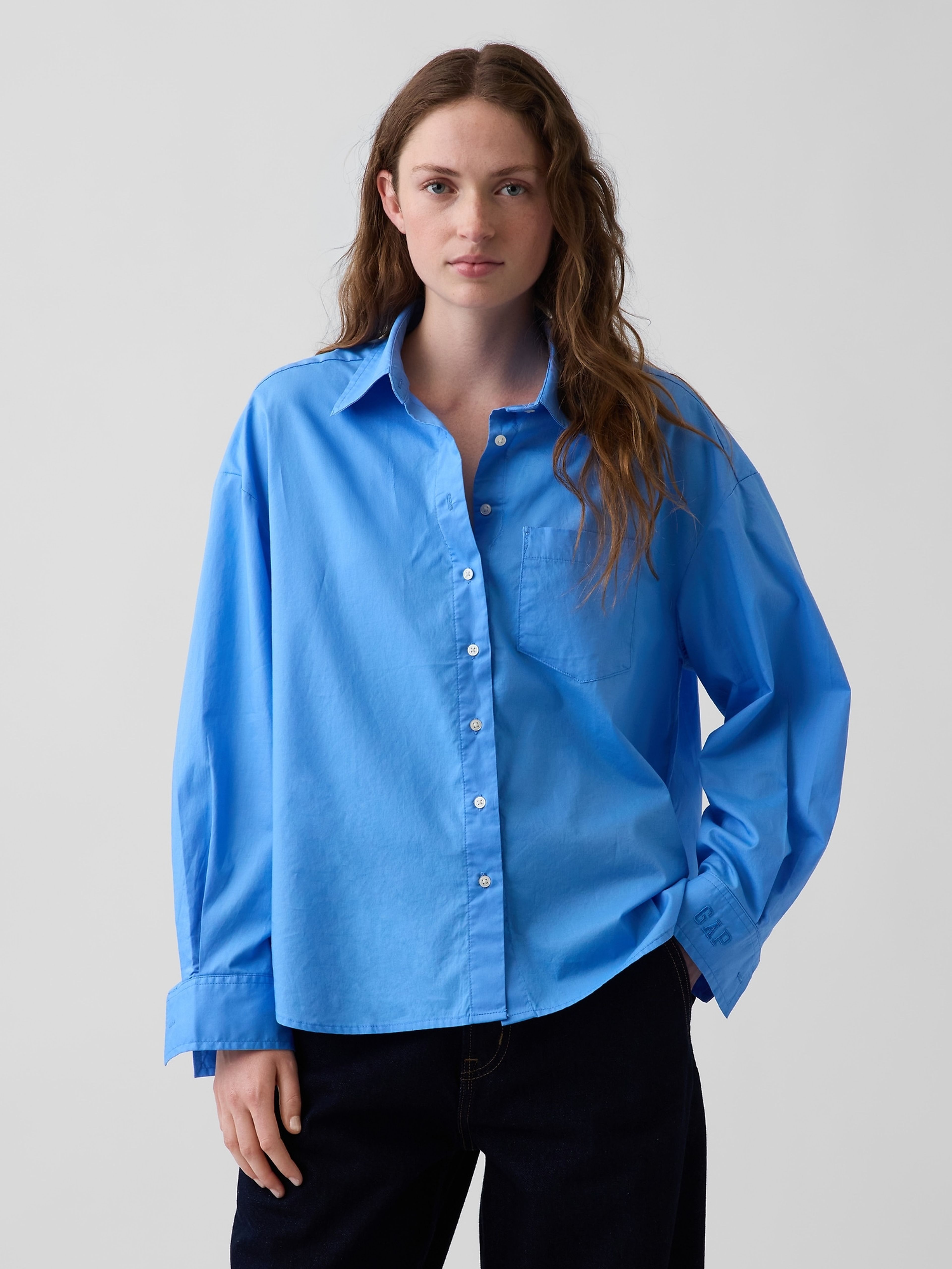 Oversize-Hemd aus Popeline mit Logo - 001