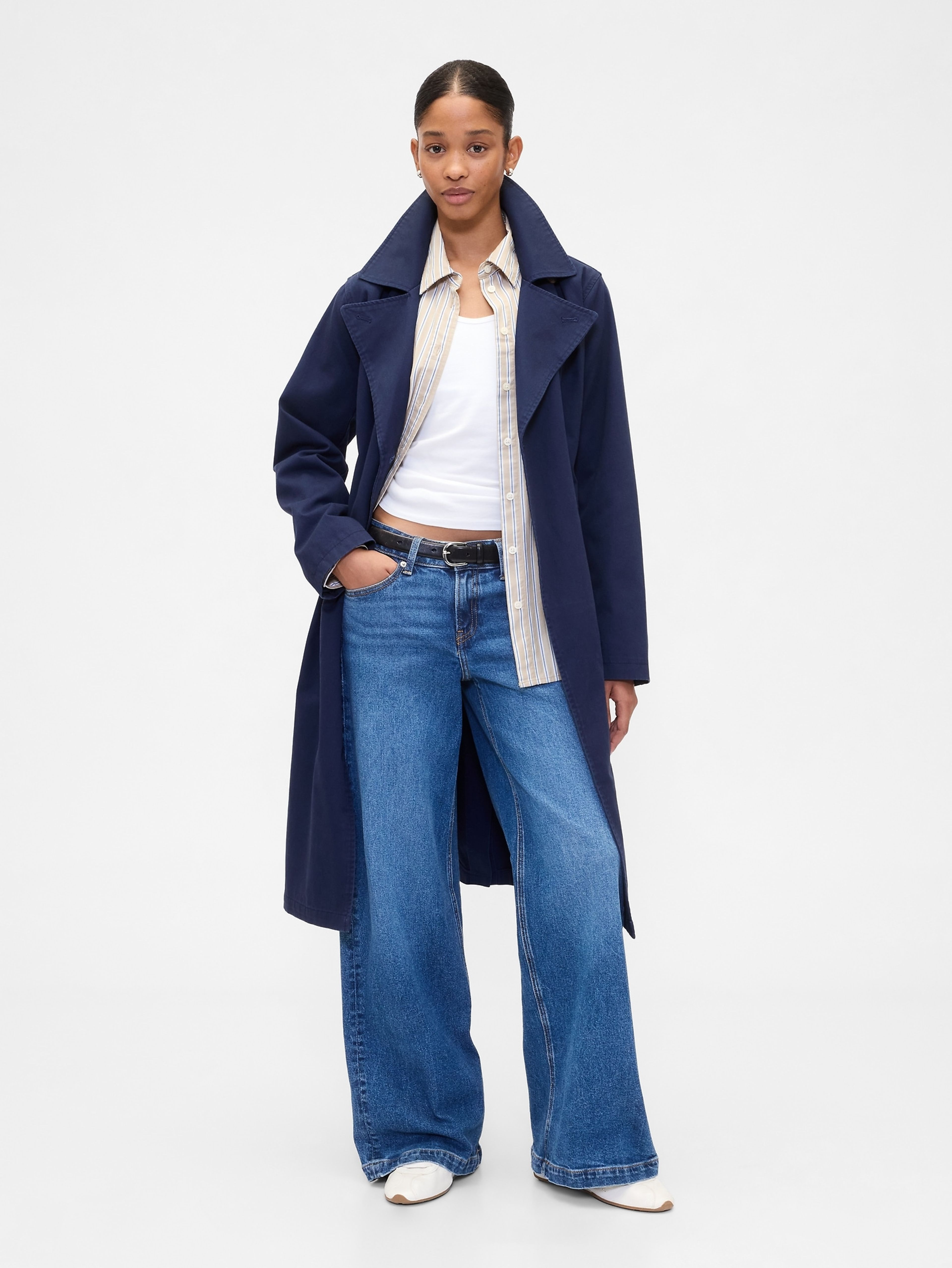 Damen Baumwoll-Trenchcoat