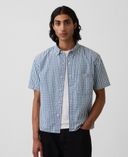 Jeansowa koszula Gingham relaxed straight-Niebieski - 001