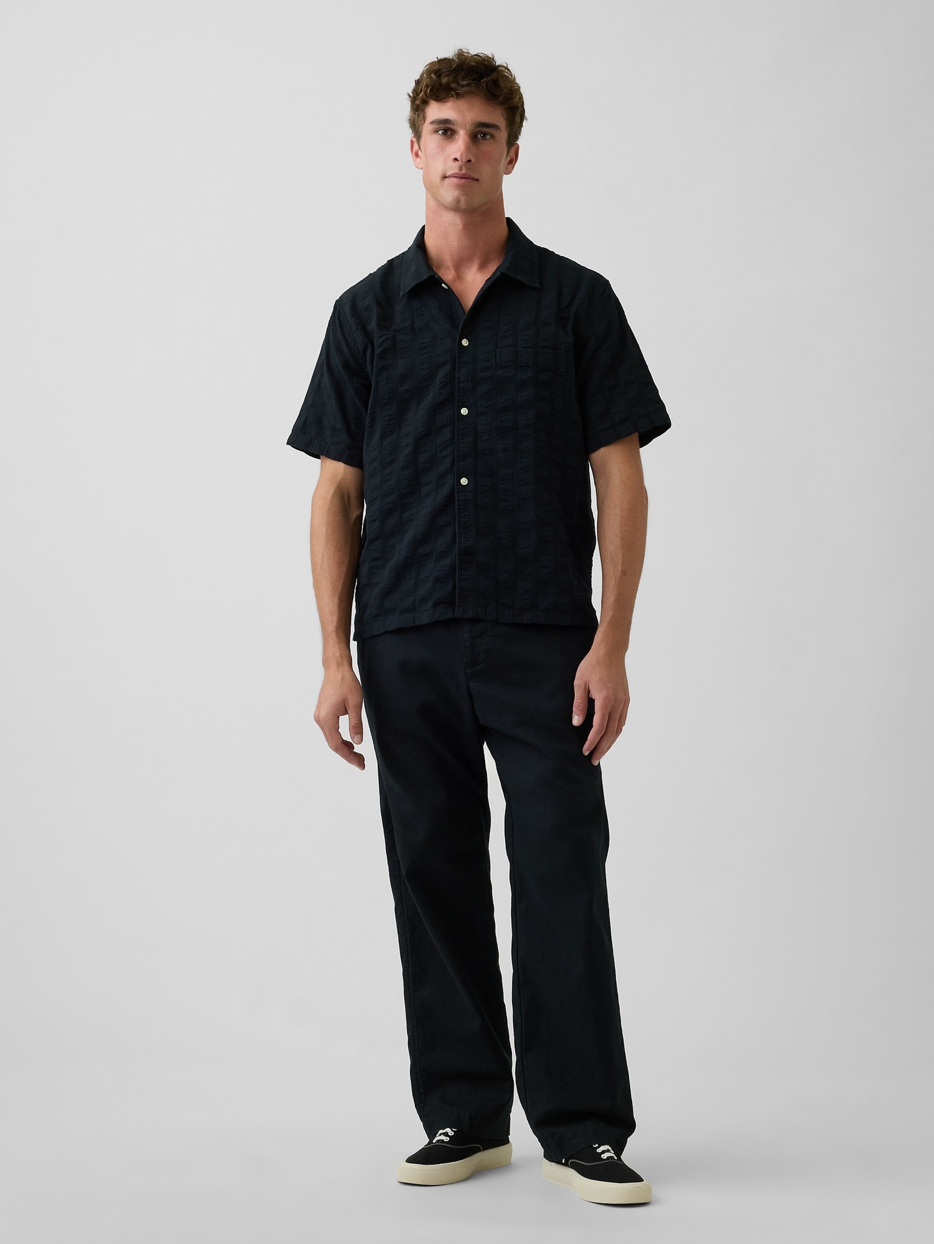 Spodnie z mieszanki lnu relaxed taper