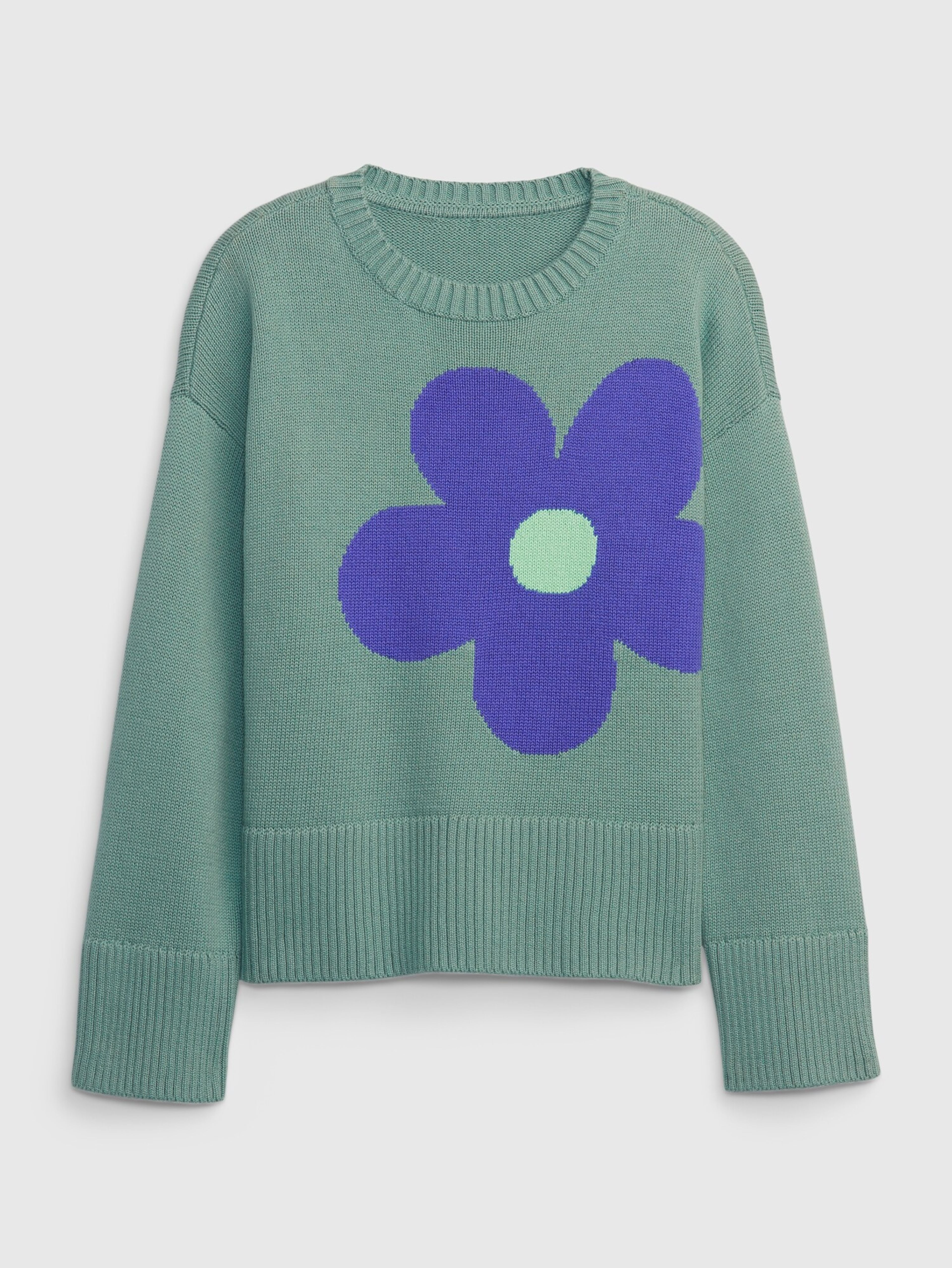 Kinder-Strickpullover mit einer Blume