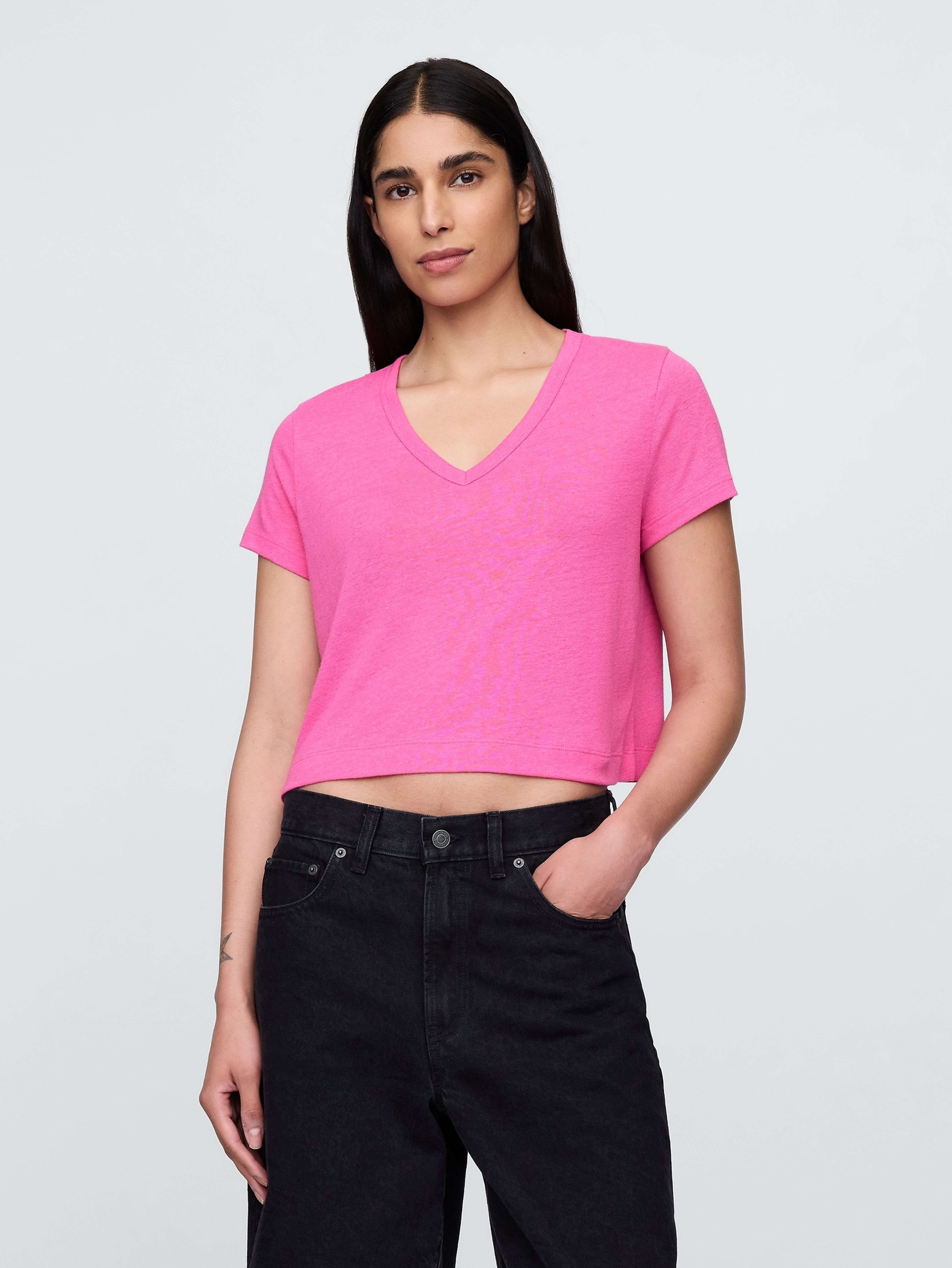 Crop top lniany