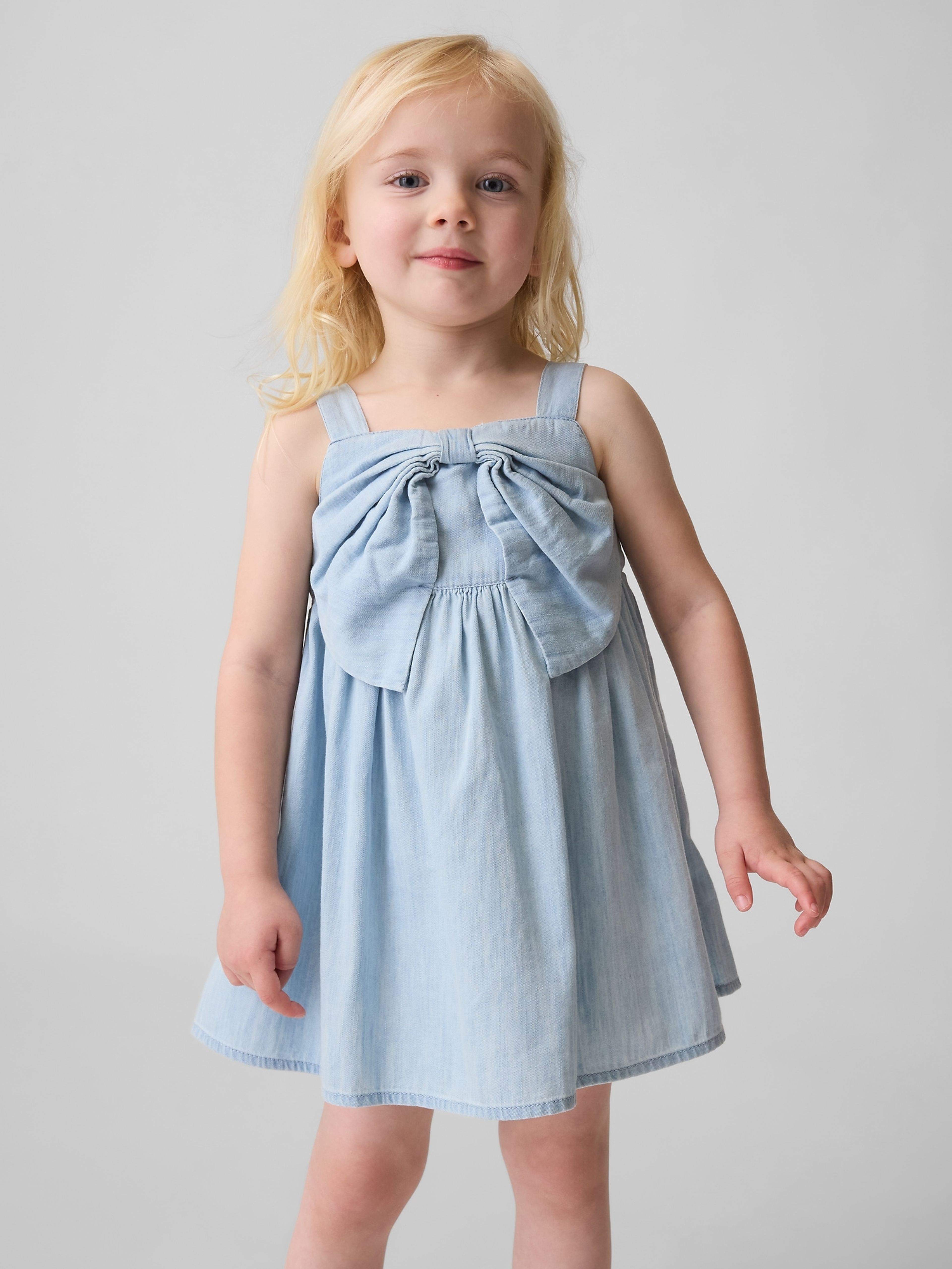 Baby denim jurk met strik