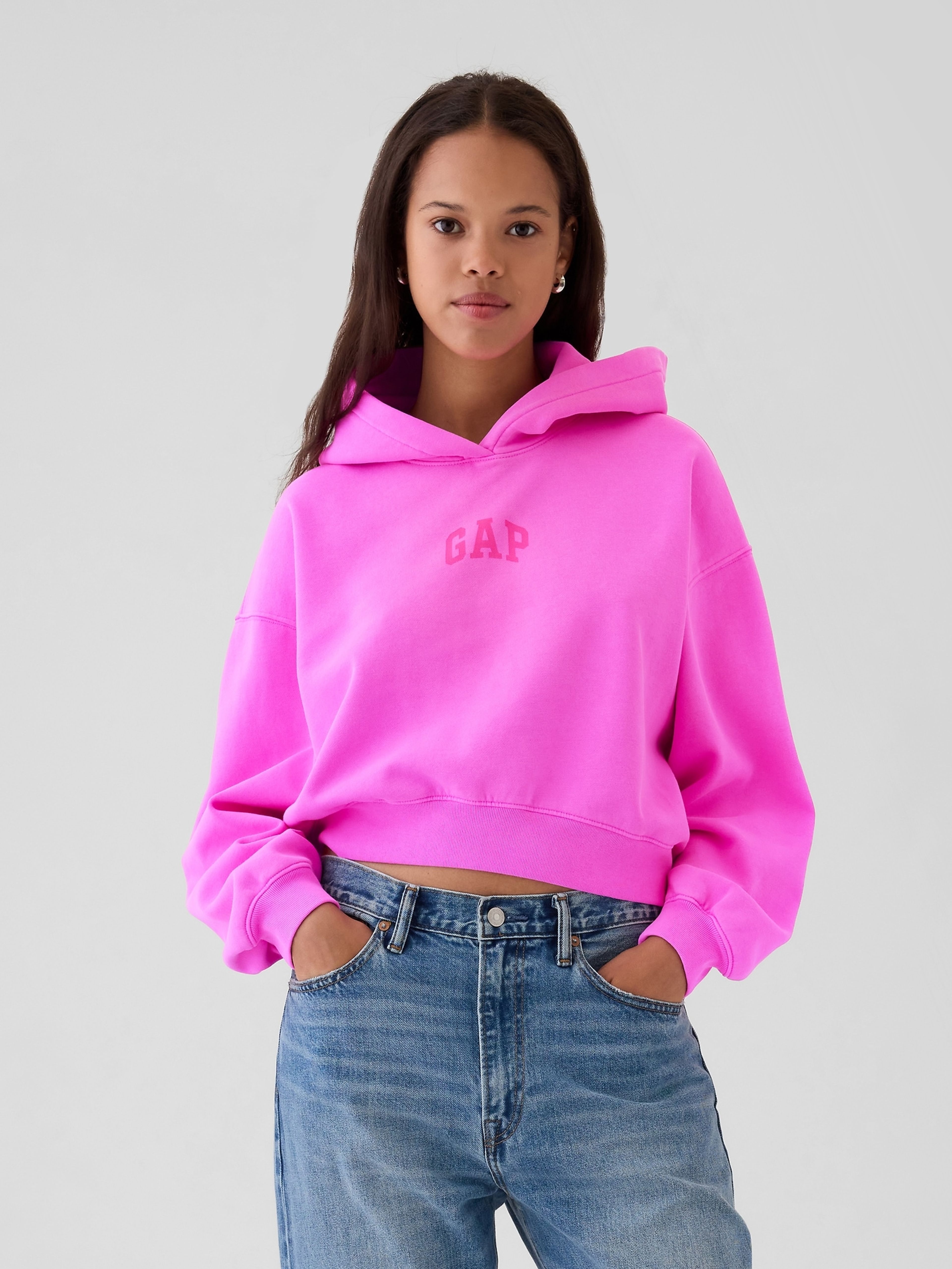 Oversize Cropped Hoodie mit Logo