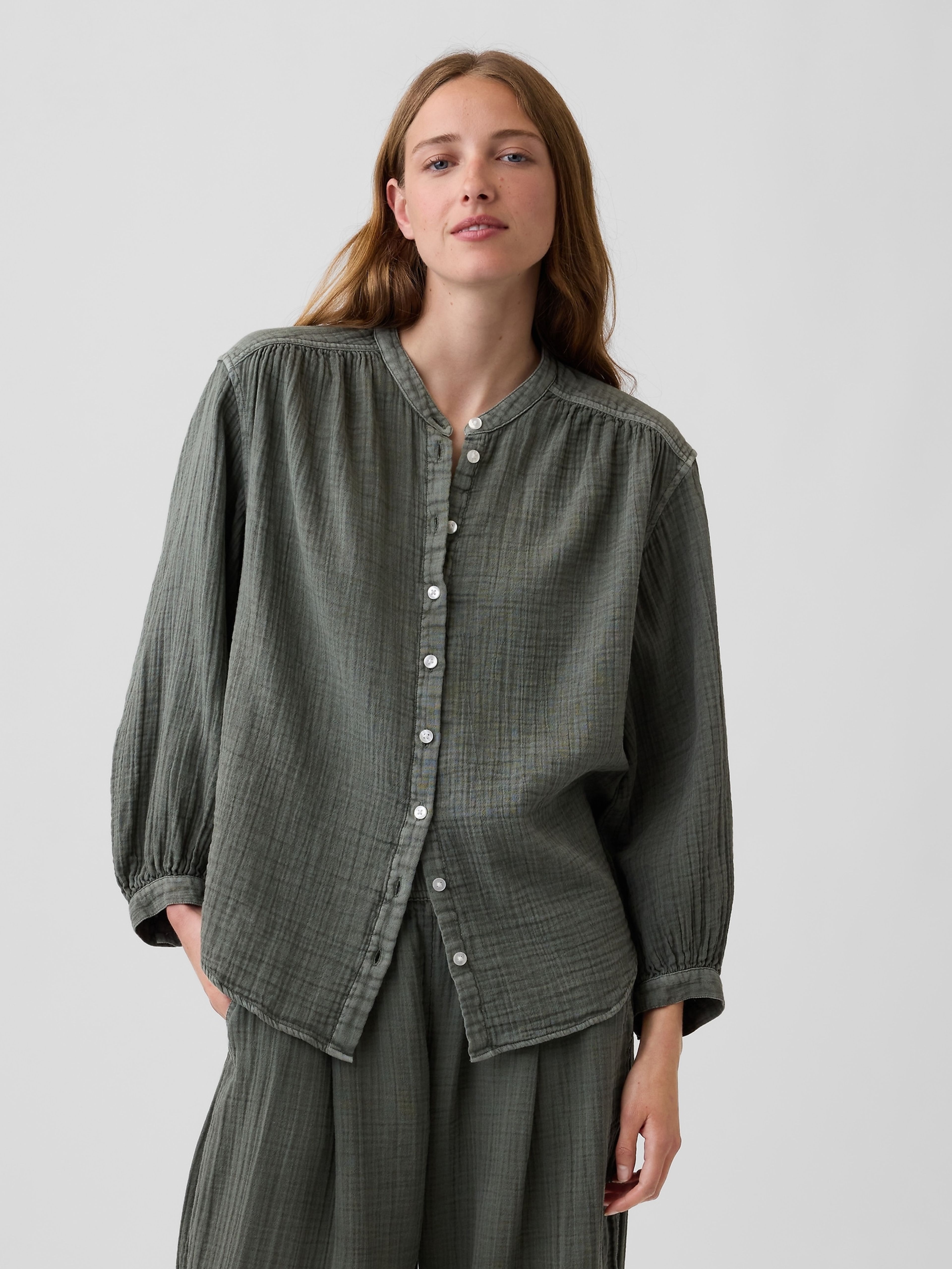 Mušelínová oversize košeľa - 001