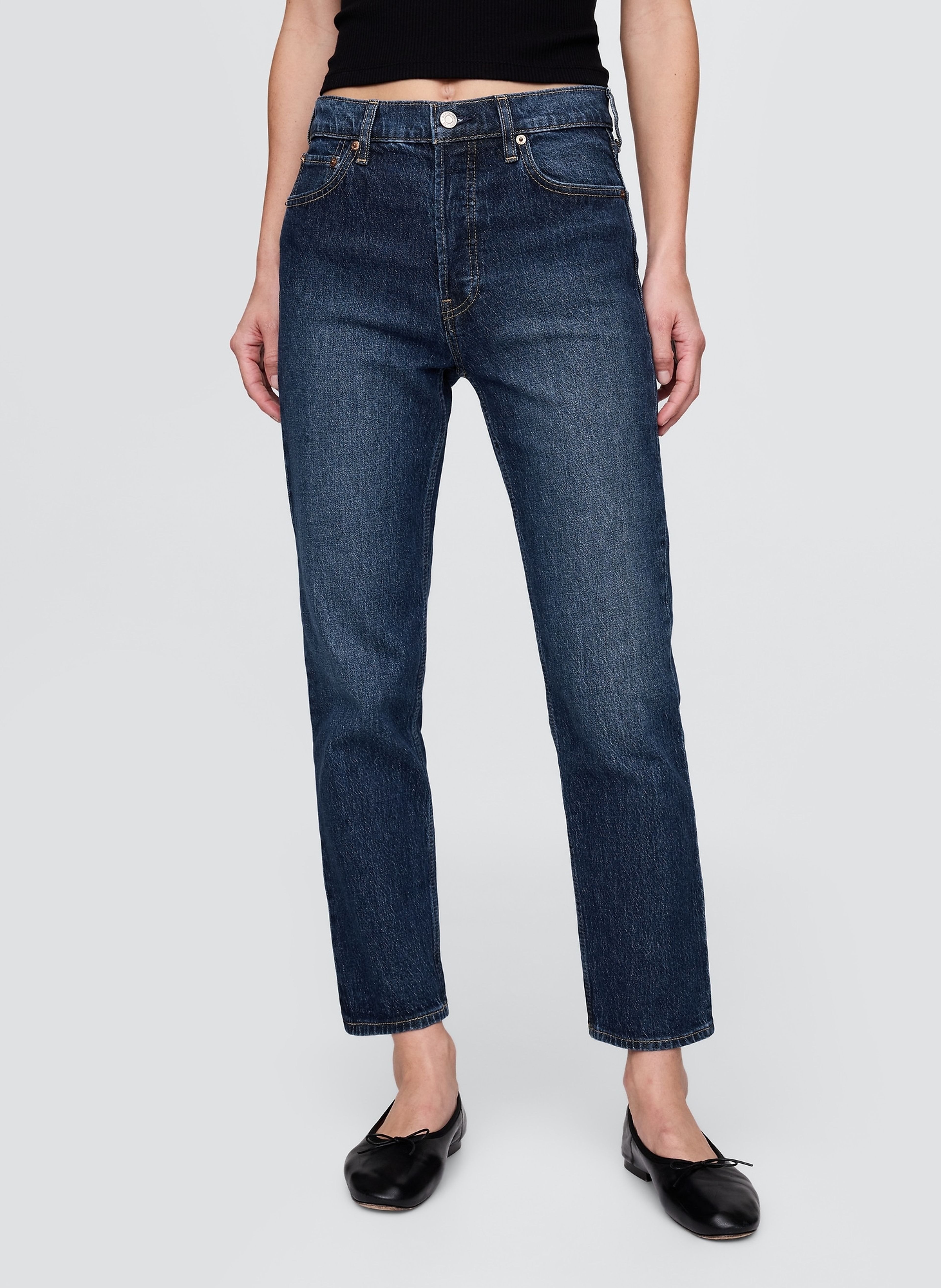 Džínsy High Rise Cheeky Straight - 002