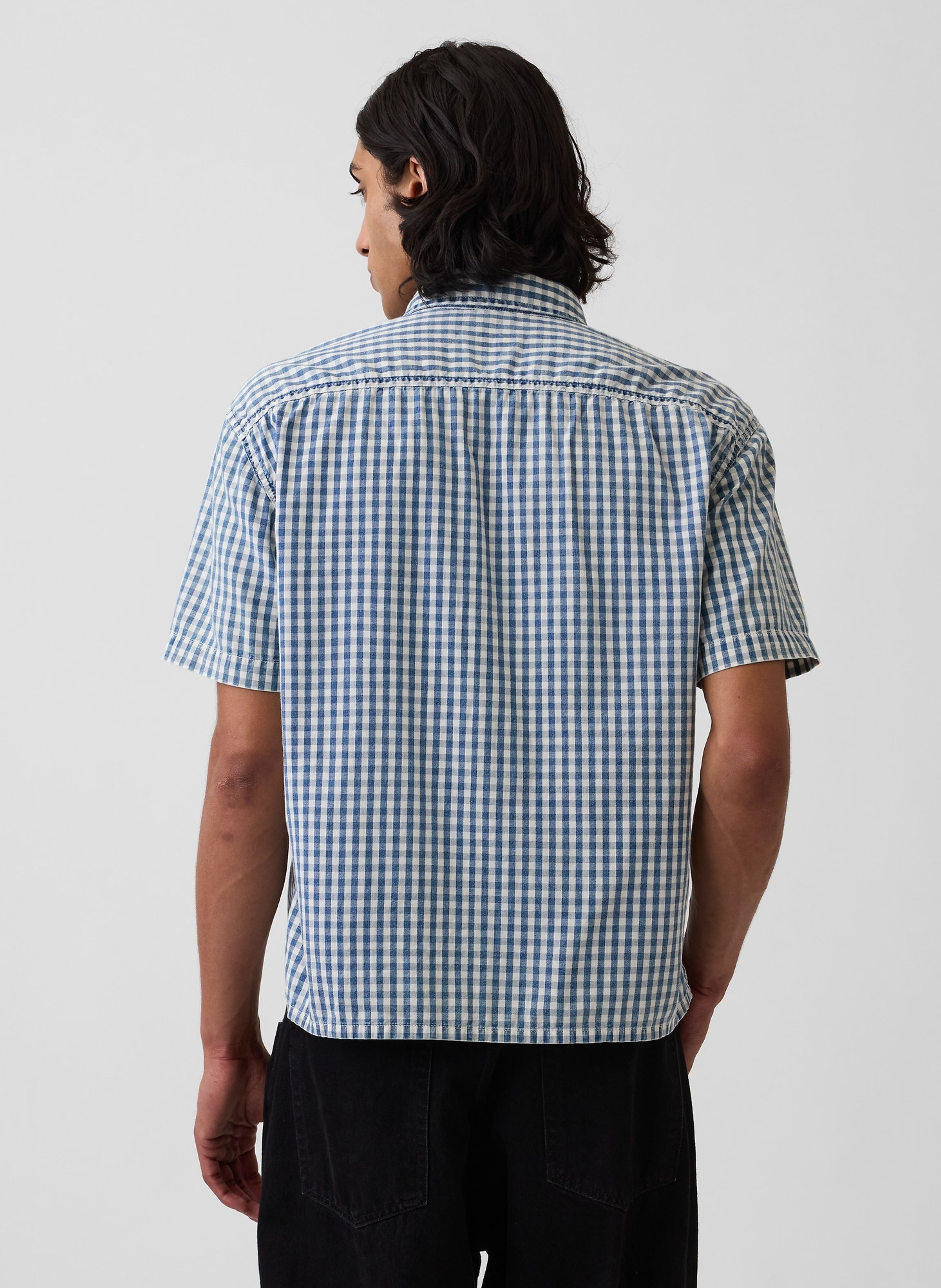 Cămașă din denim Gingham relaxed straight - 003