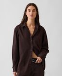 Džínsová oversize košeľa Big Shirt-Hnedá - 001