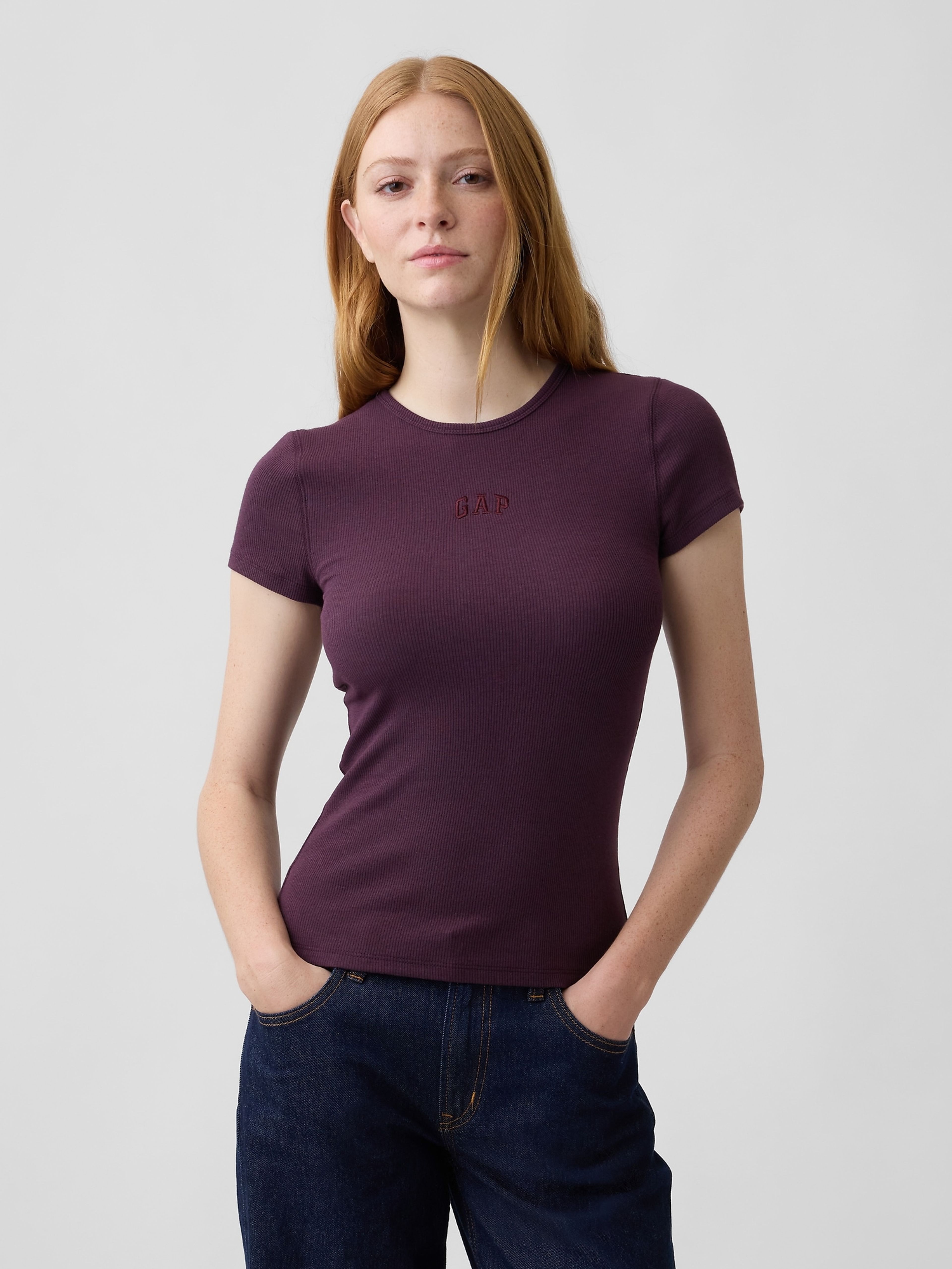 T-shirt côtelé avec logo - 001