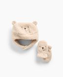 Baby zestaw czapki i rękawiczek Brannan Bear-Beżowy - 001