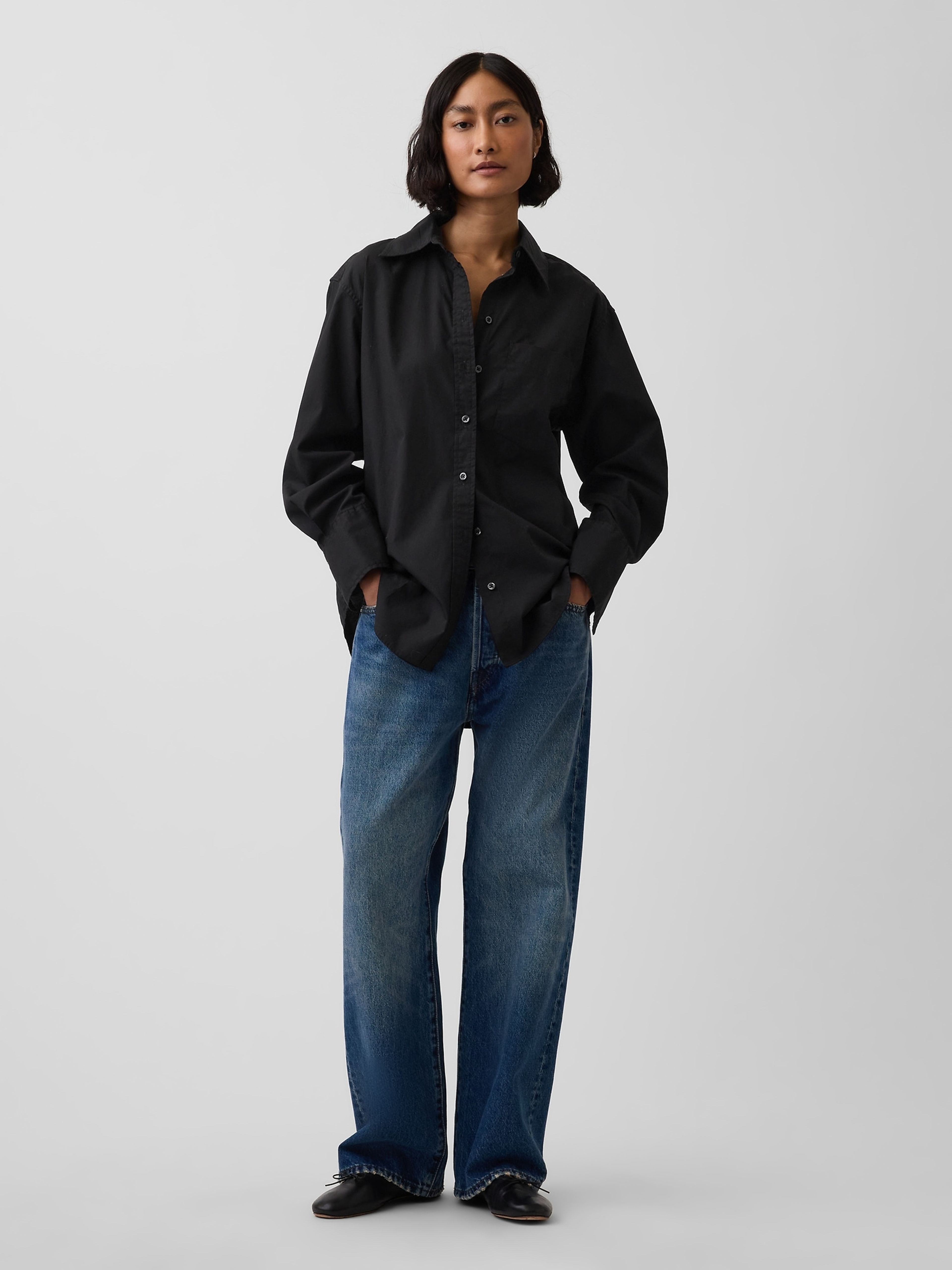 Oversize popelínová košile Big Shirt - 003